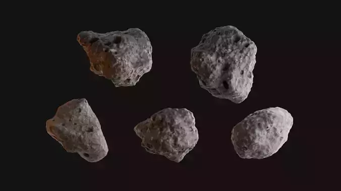 Detailed asteroid space rocks high-poly set 1 3D model