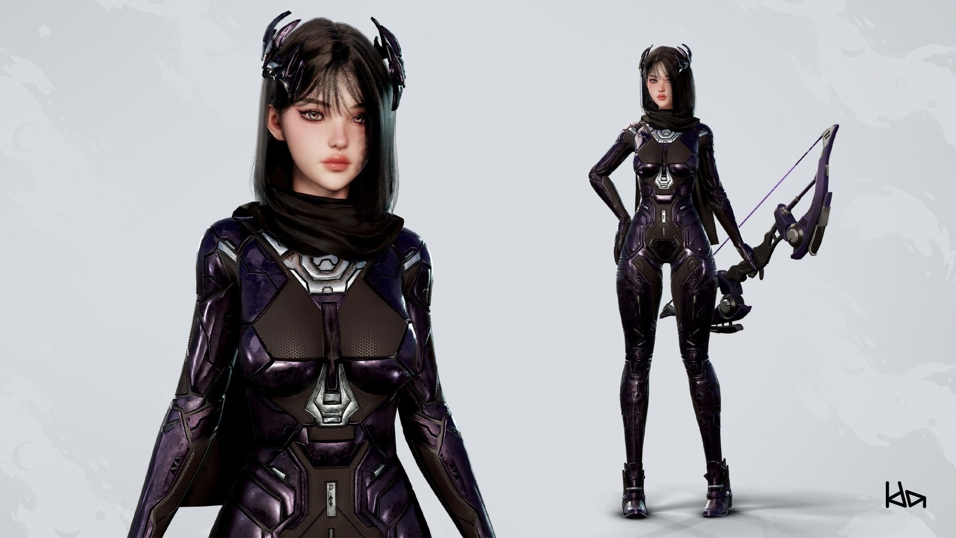 Stellar Girl Astra -  Game Ready Low-poly 3D model_2