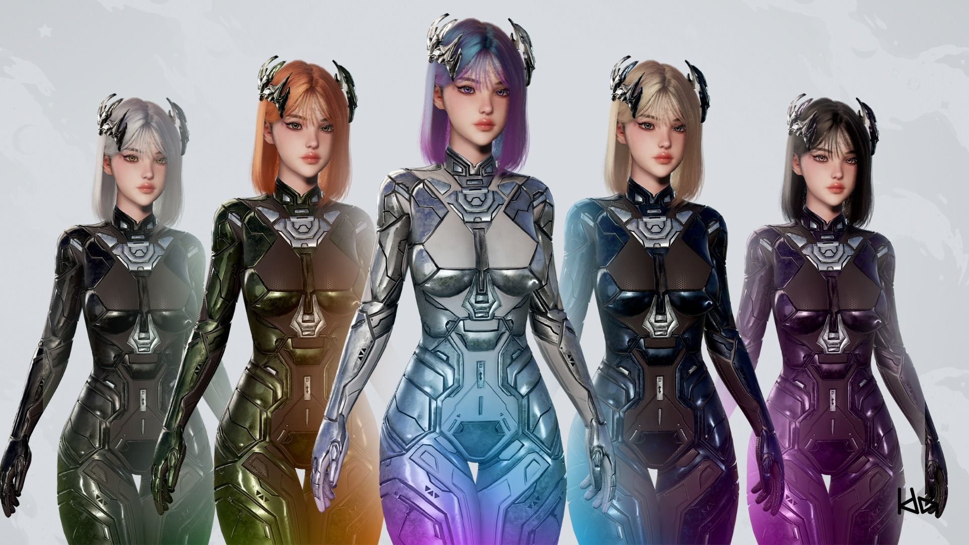 Stellar Girl Astra -  Game Ready Low-poly 3D model_7