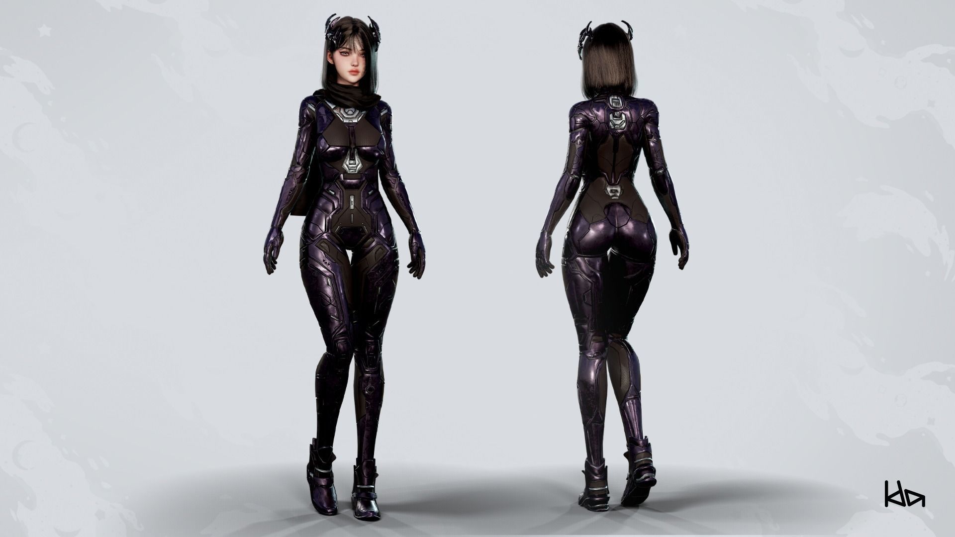 Stellar Girl Astra -  Game Ready Low-poly 3D model_4