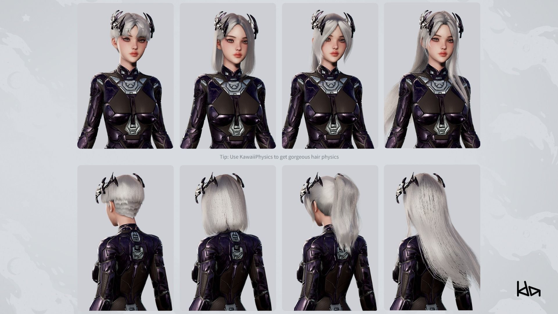 Stellar Girl Astra -  Game Ready Low-poly 3D model_9