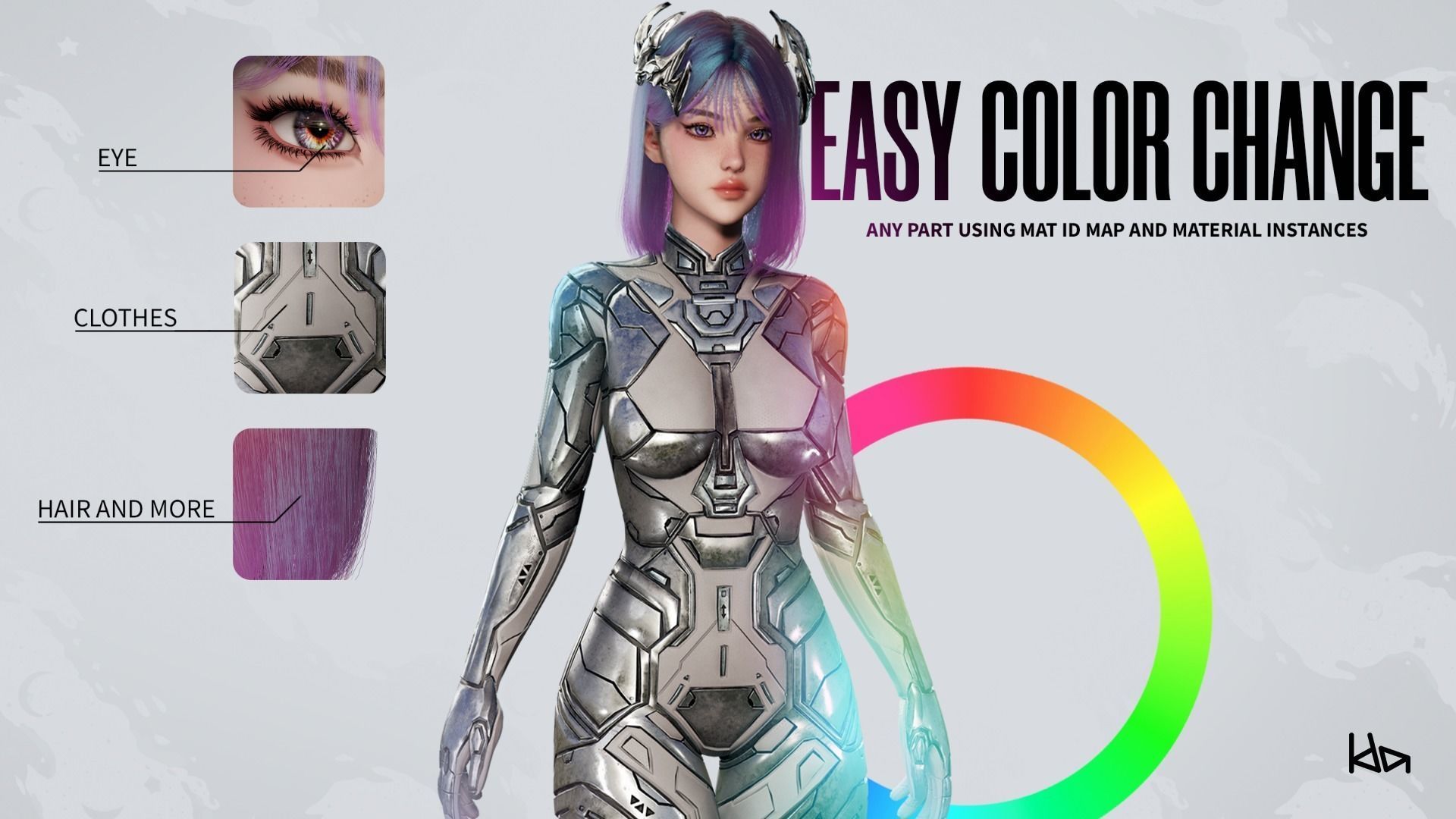 Stellar Girl Astra -  Game Ready Low-poly 3D model_6
