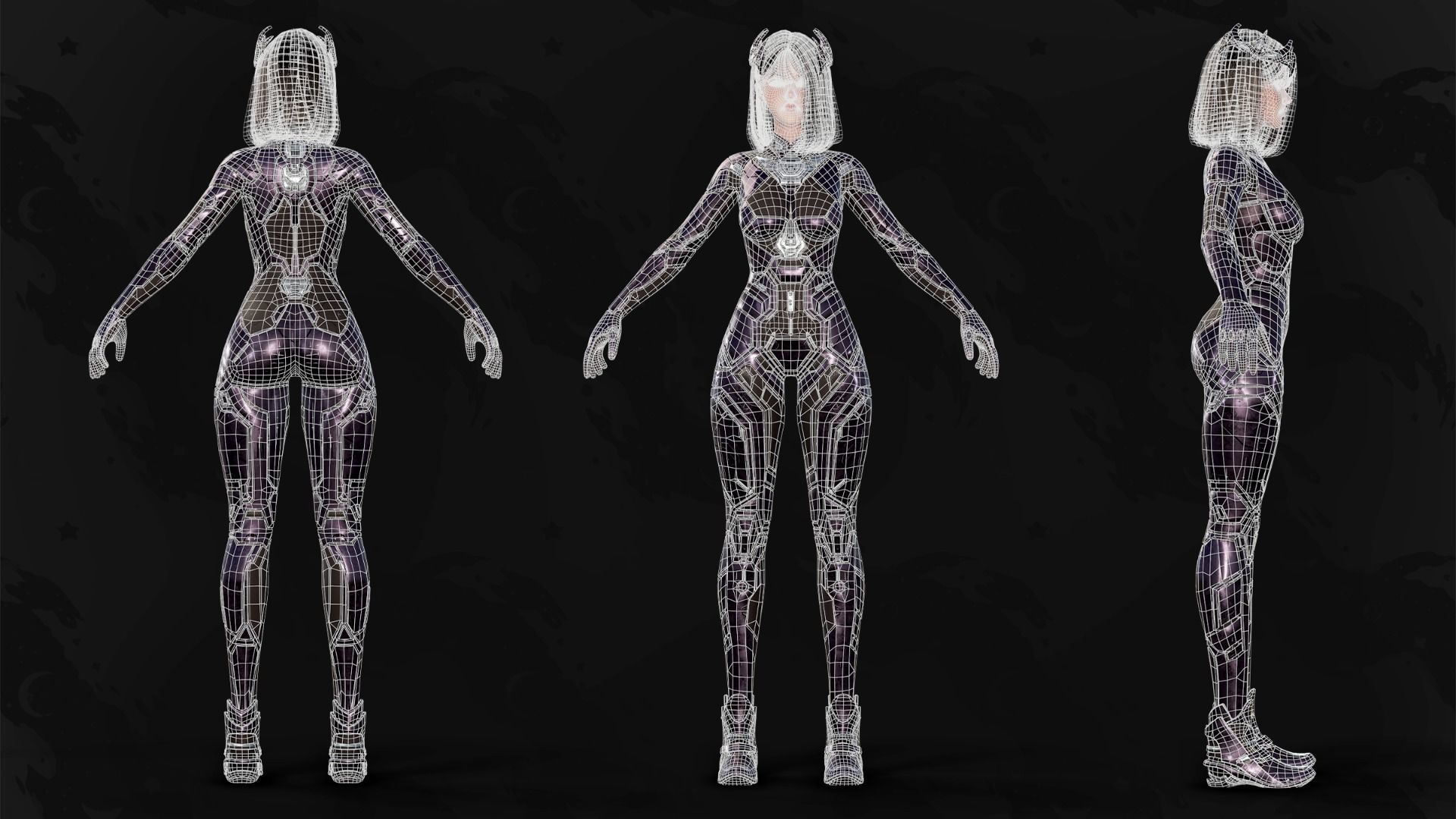 Stellar Girl Astra -  Game Ready Low-poly 3D model_31