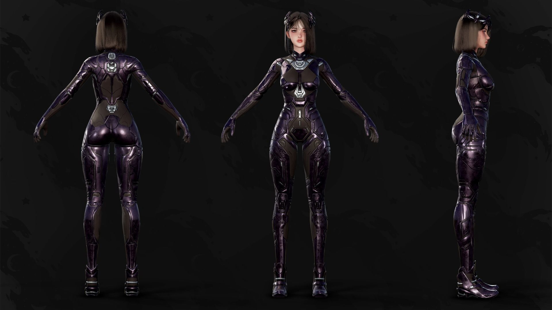 Stellar Girl Astra -  Game Ready Low-poly 3D model_30