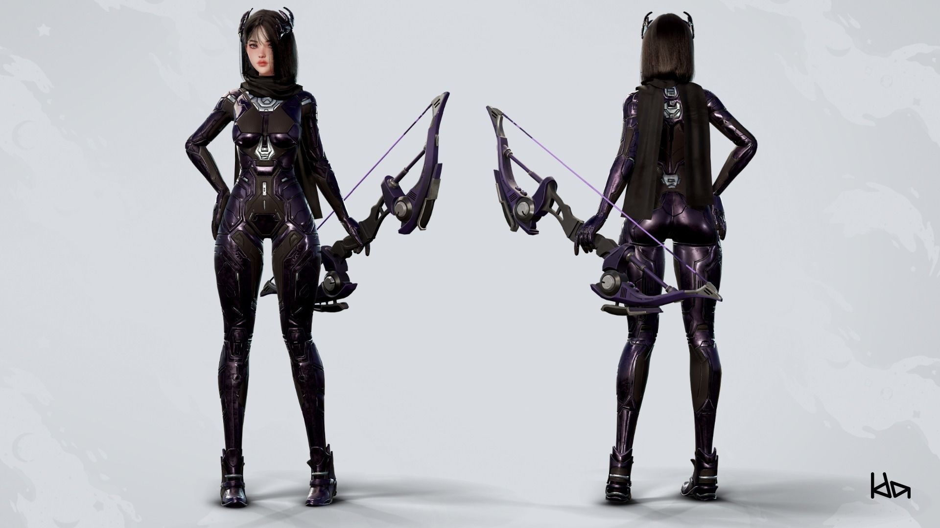 Stellar Girl Astra -  Game Ready Low-poly 3D model_5