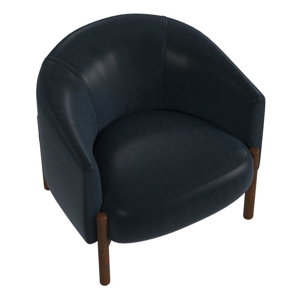 Blue leather chair 3D model_3