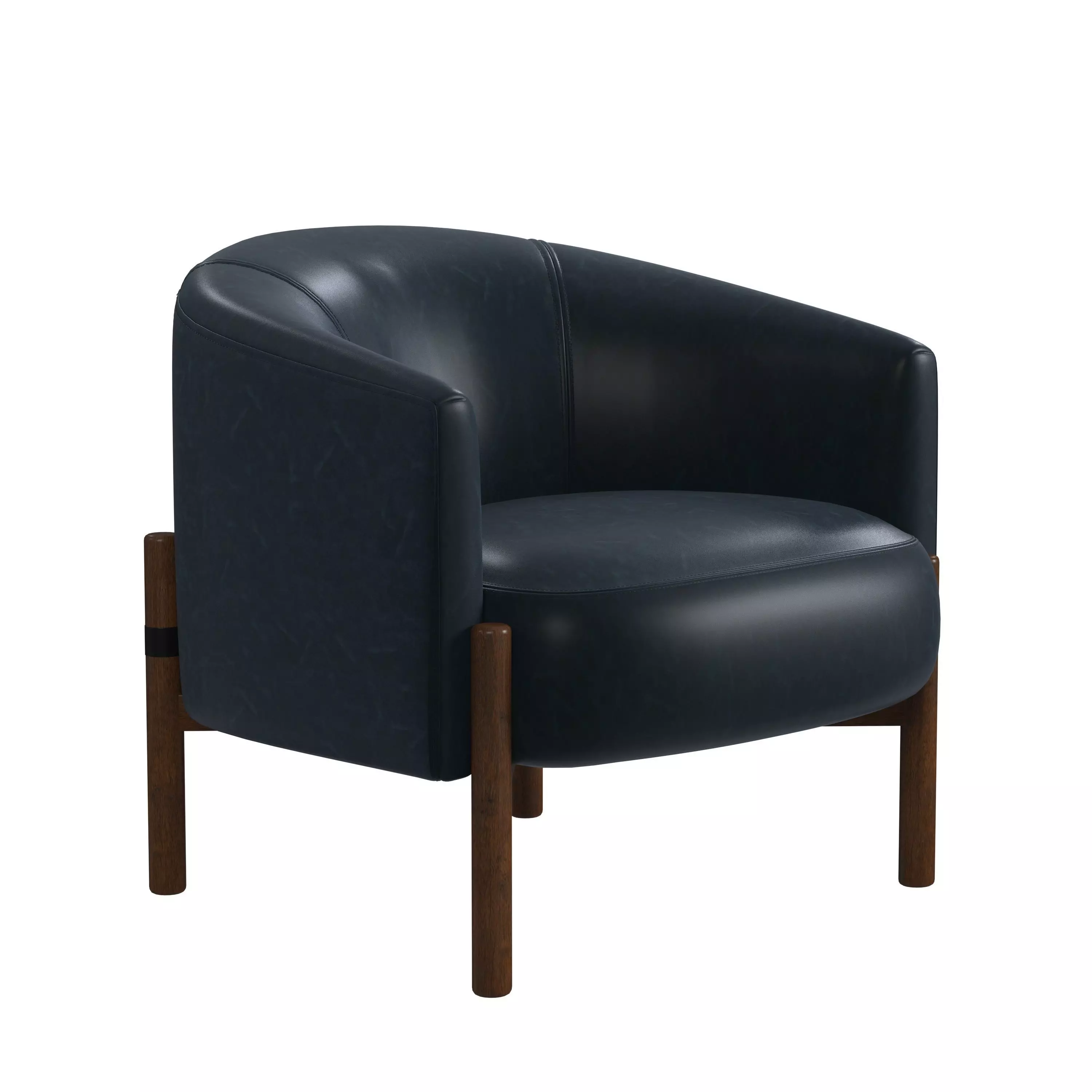 Blue leather chair 3D model_0