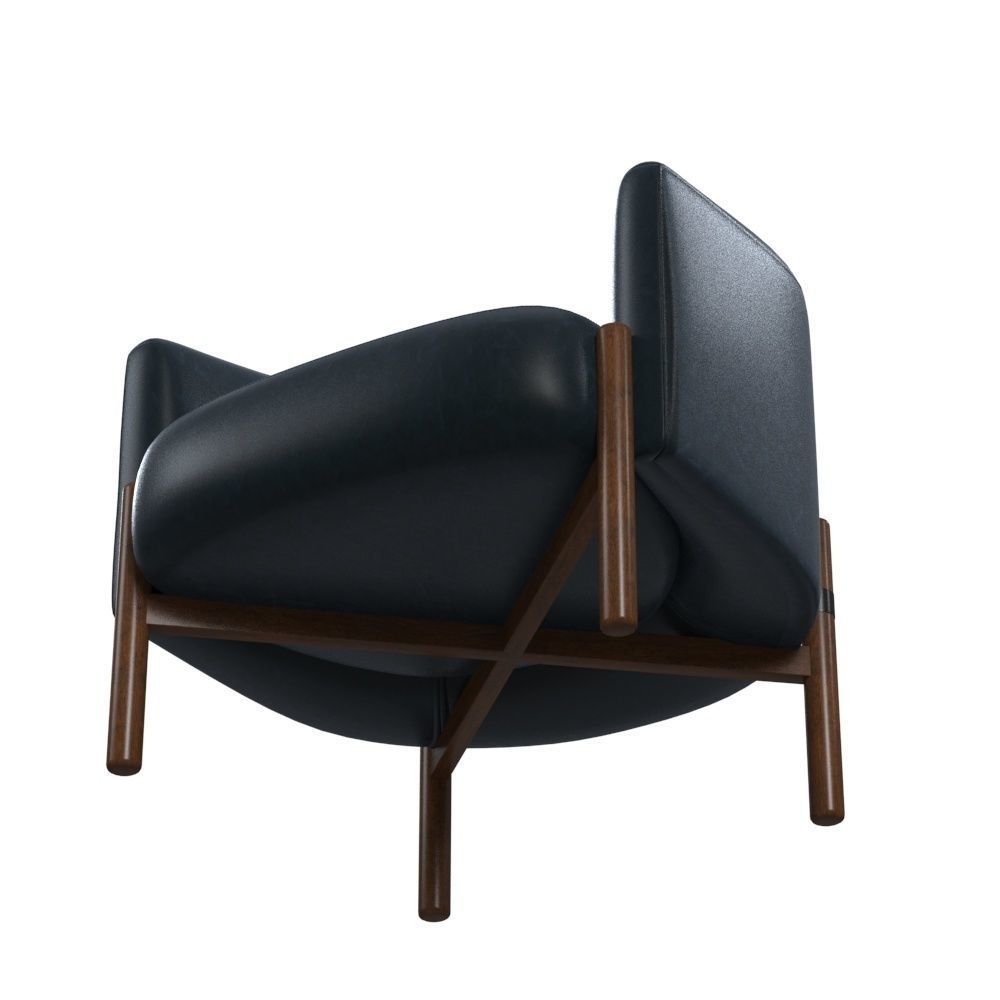 Blue leather chair 3D model_5