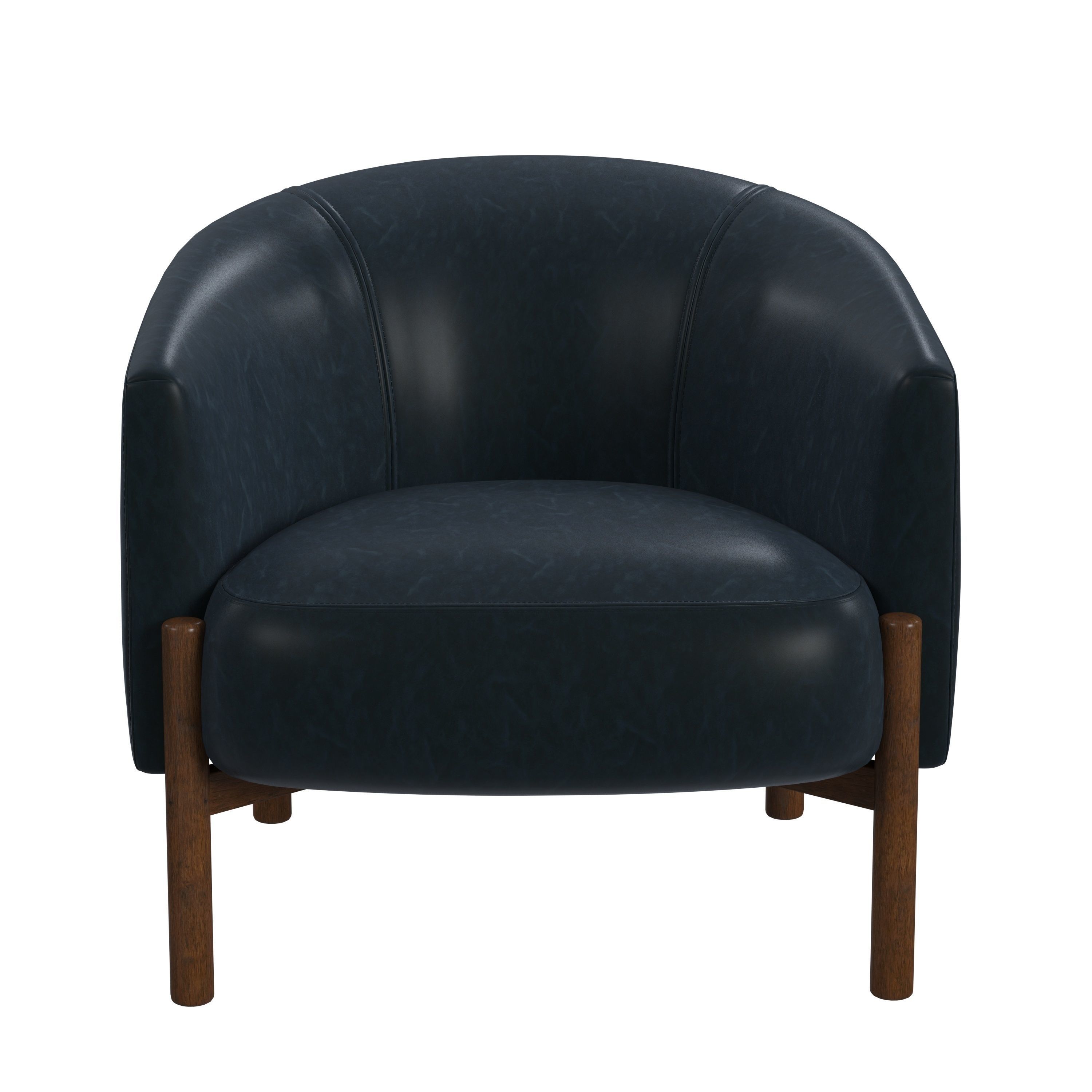 Blue leather chair 3D model_1