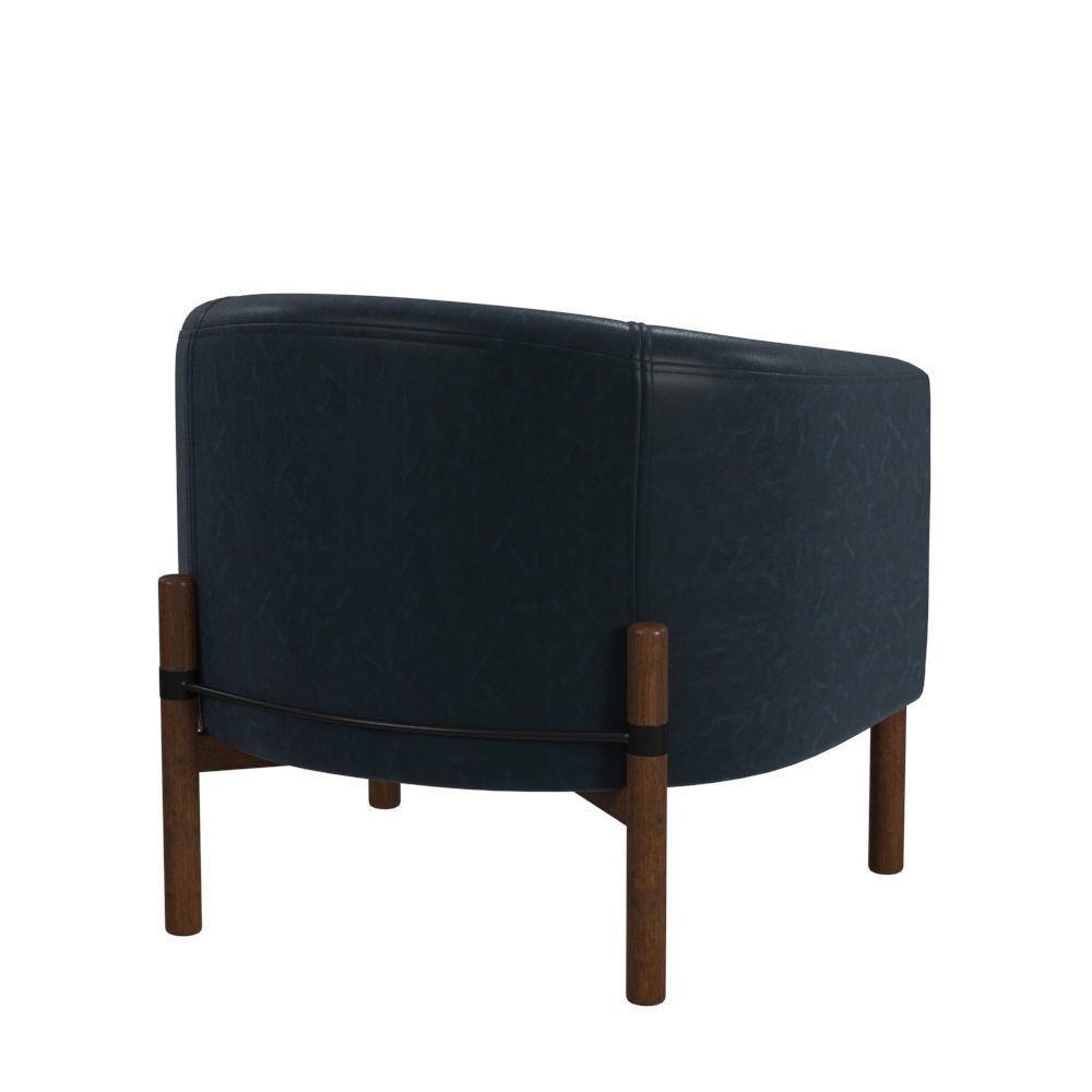 Blue leather chair 3D model_4