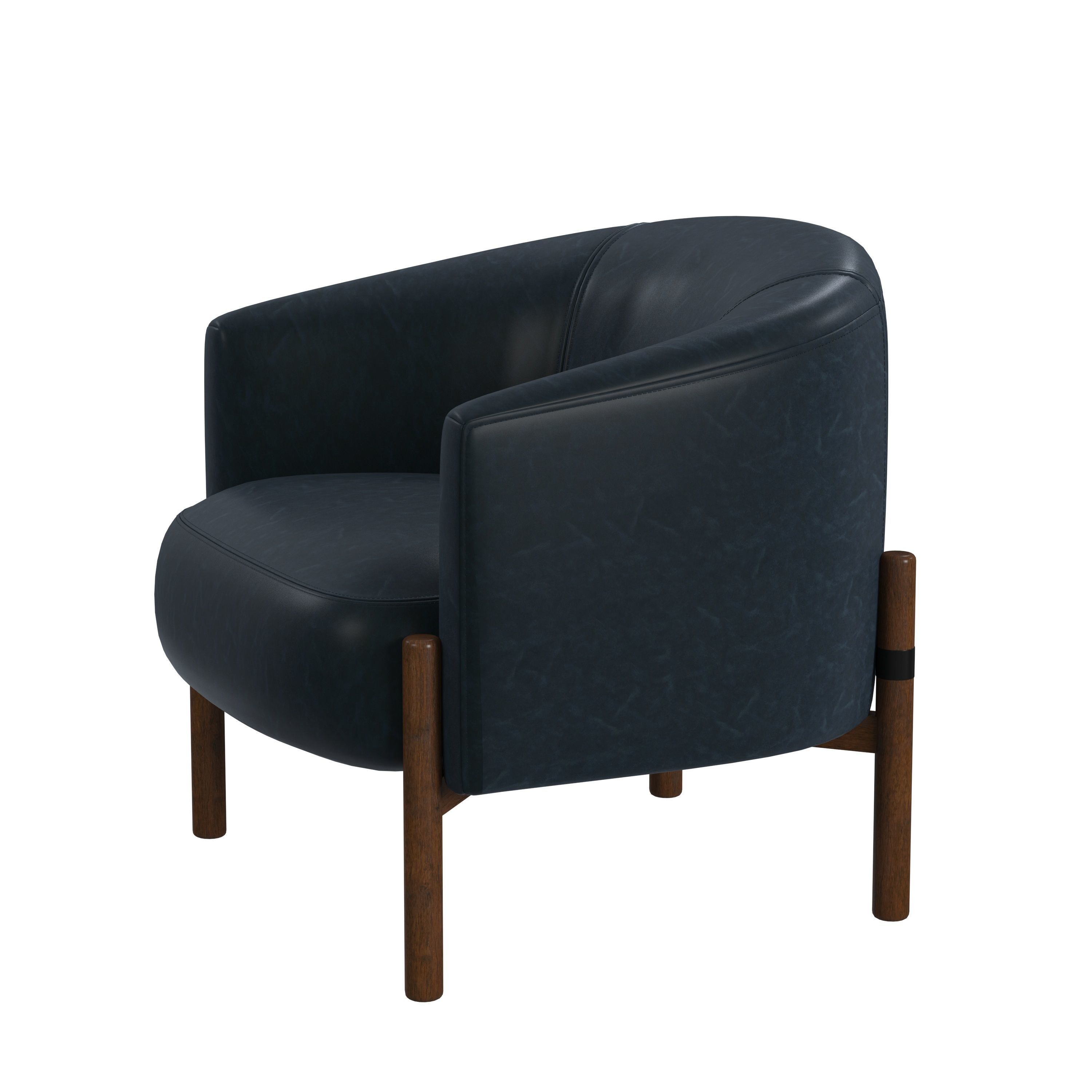 Blue leather chair 3D model_2