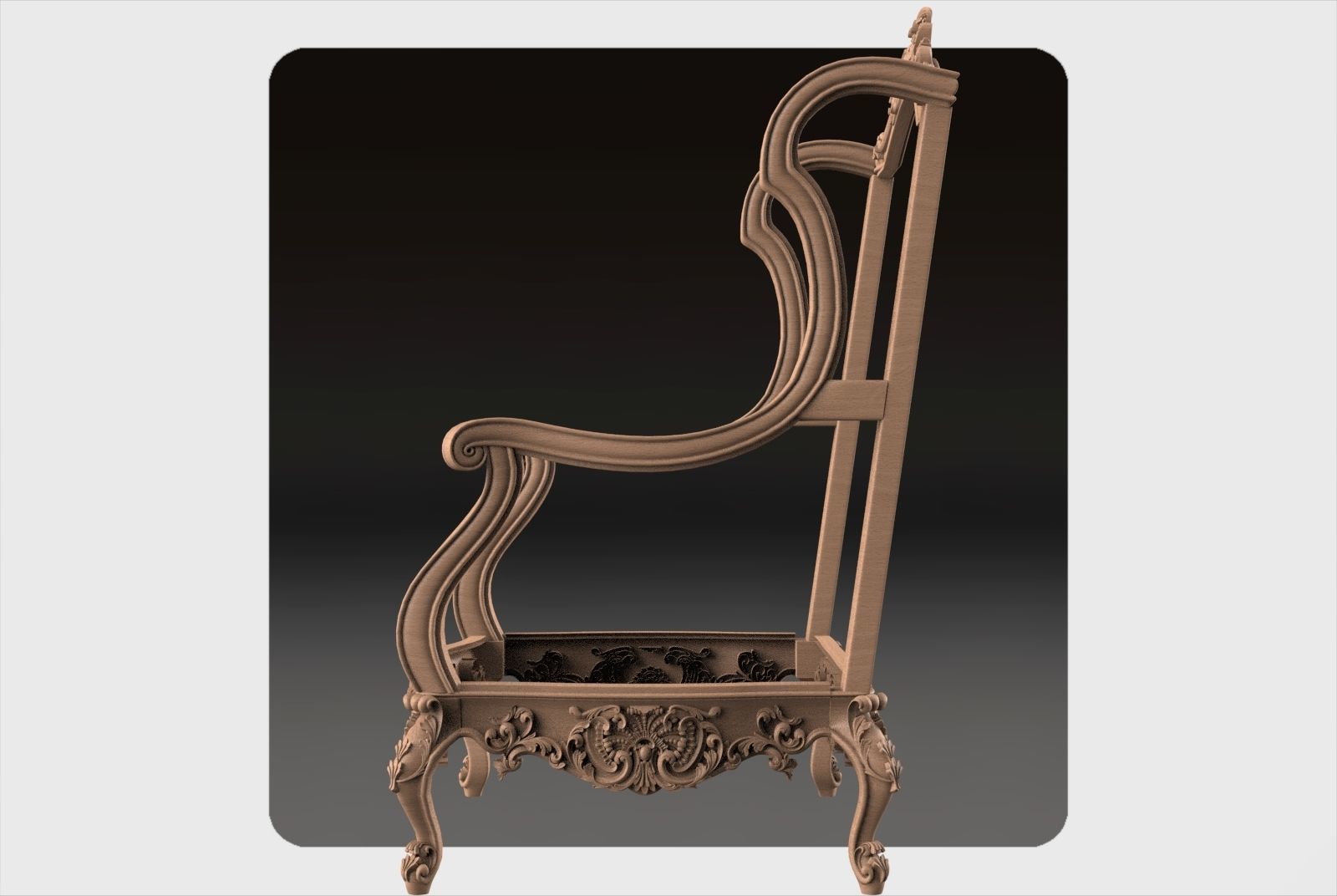 Carved sofa ornament for cnc 03 3D model_4