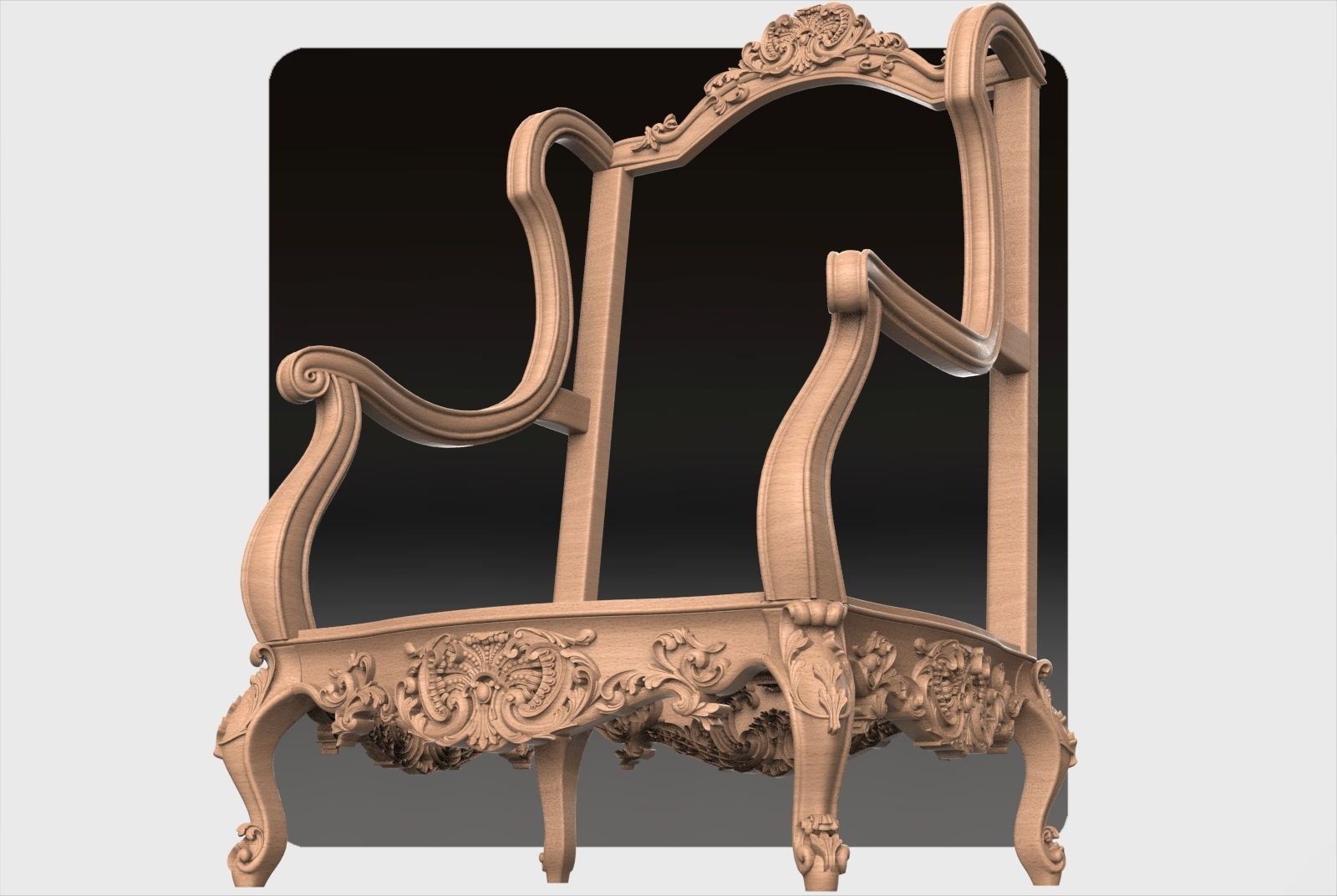 Carved sofa ornament for cnc 03 3D model_6