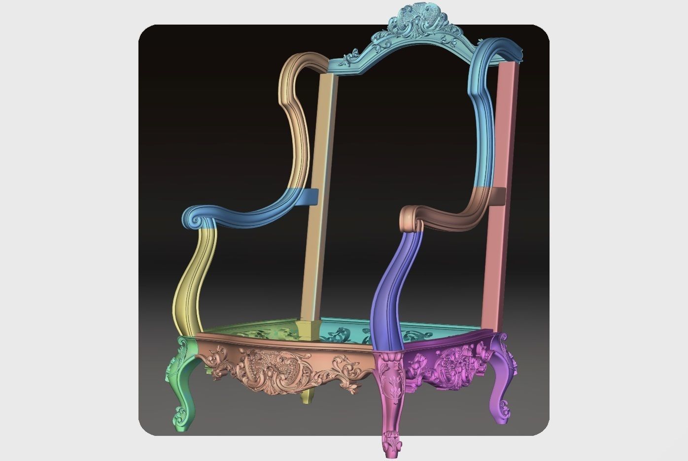 Carved sofa ornament for cnc 03 3D model_7