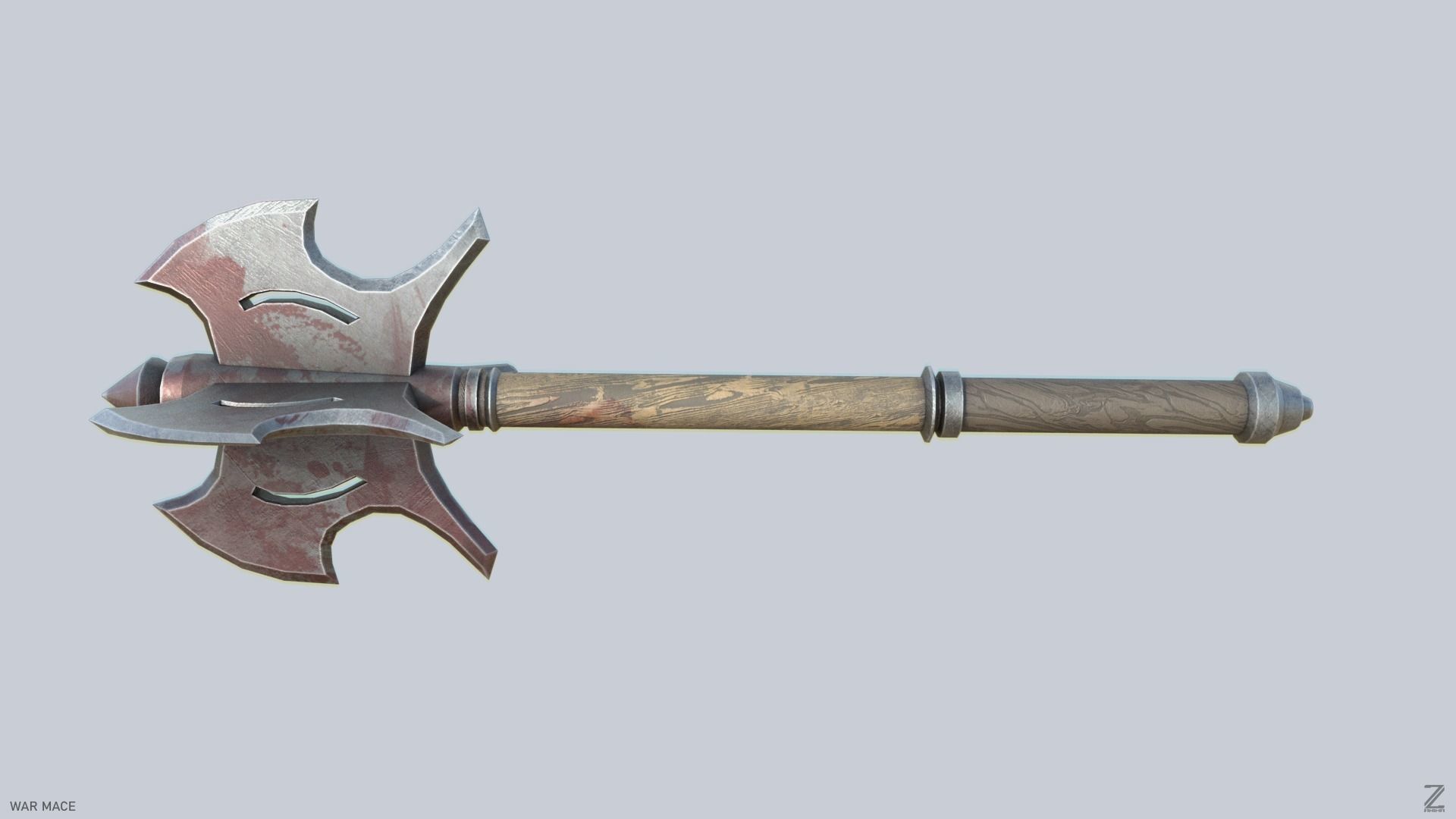 War mace Low-poly 3D model_5