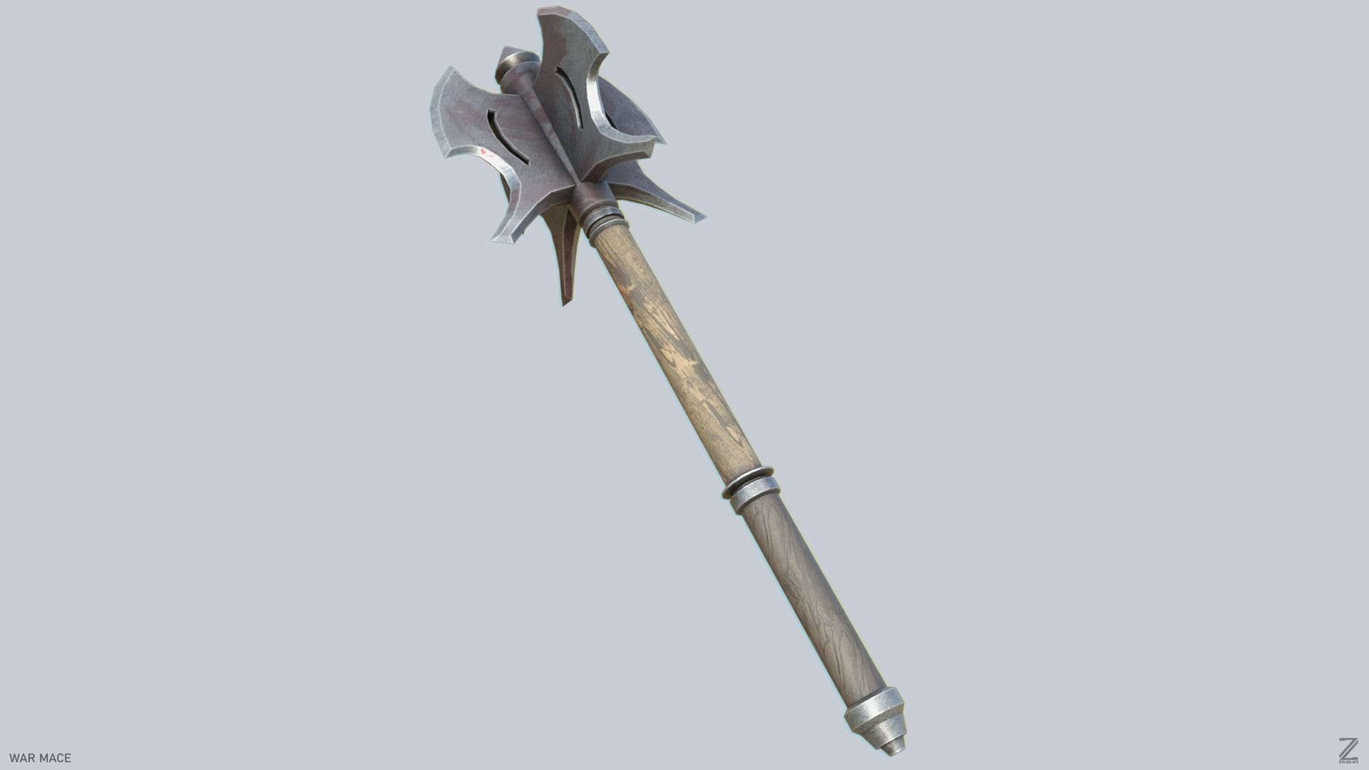War mace Low-poly 3D model_1