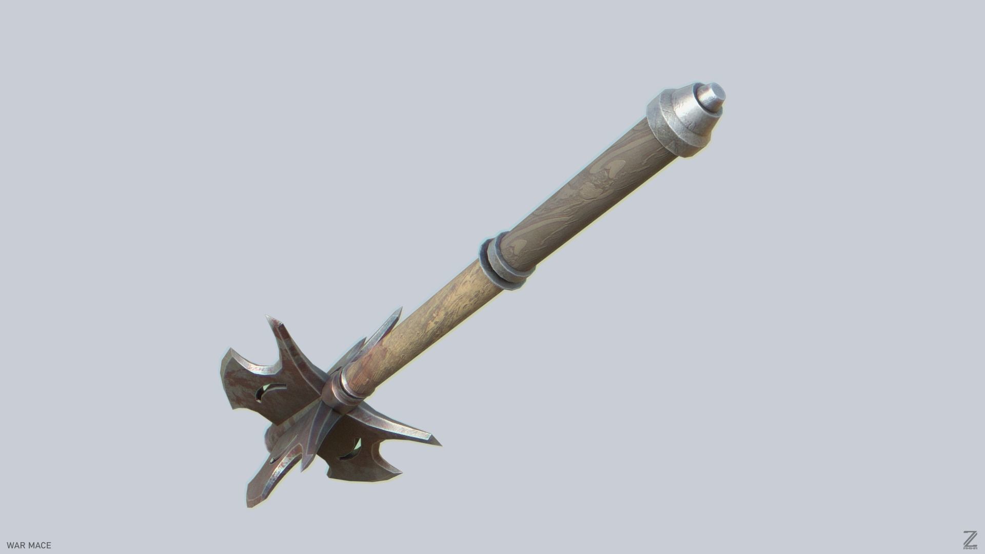 War mace Low-poly 3D model_6
