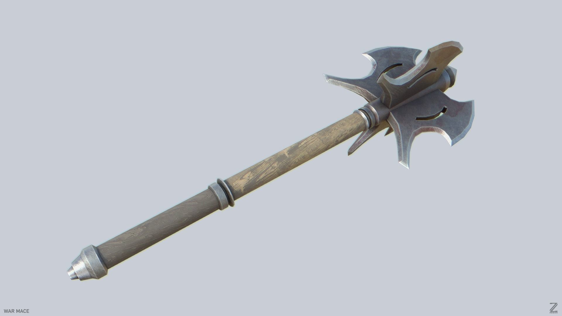 War mace Low-poly 3D model_8