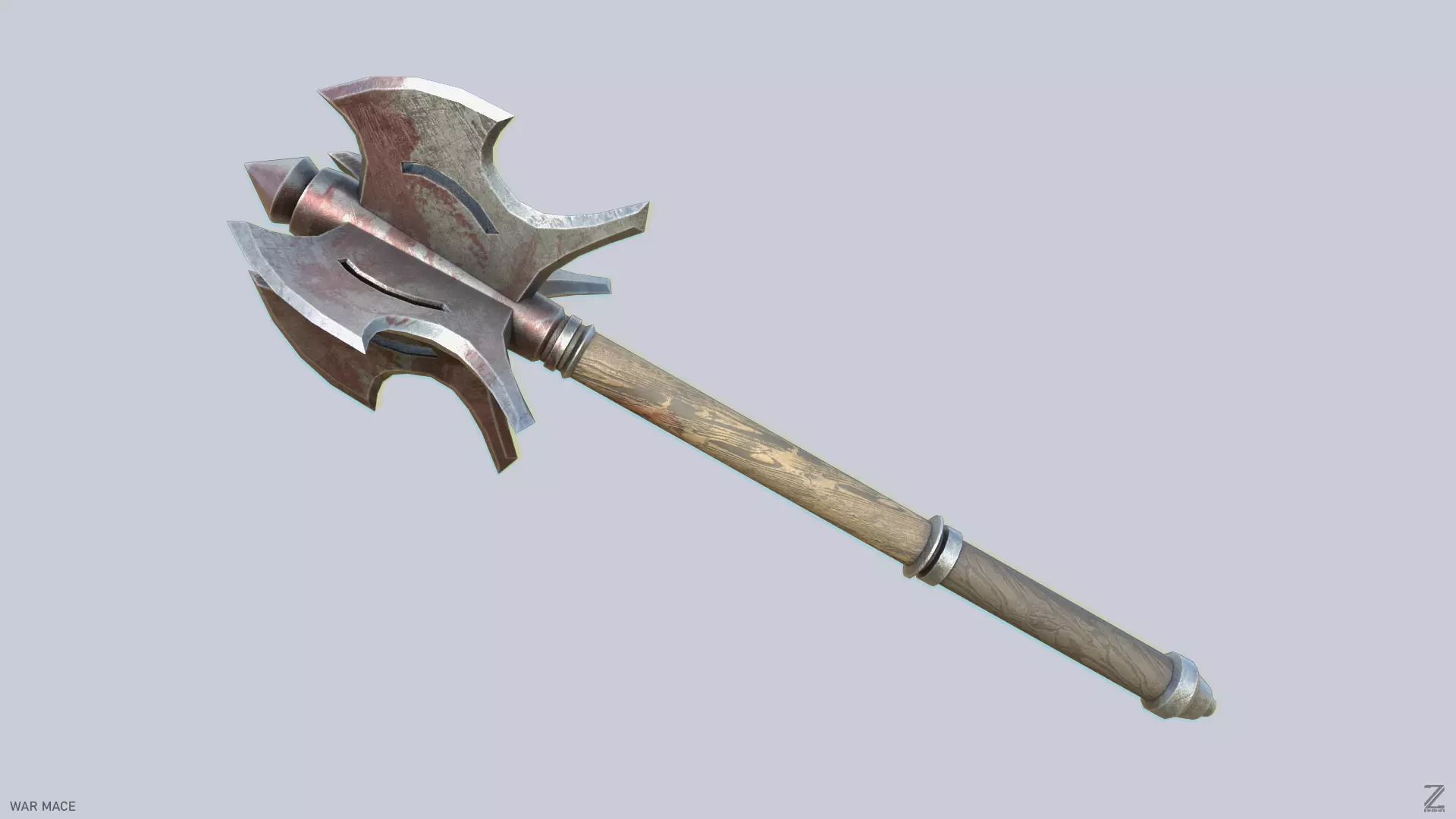 War mace Low-poly 3D model_0