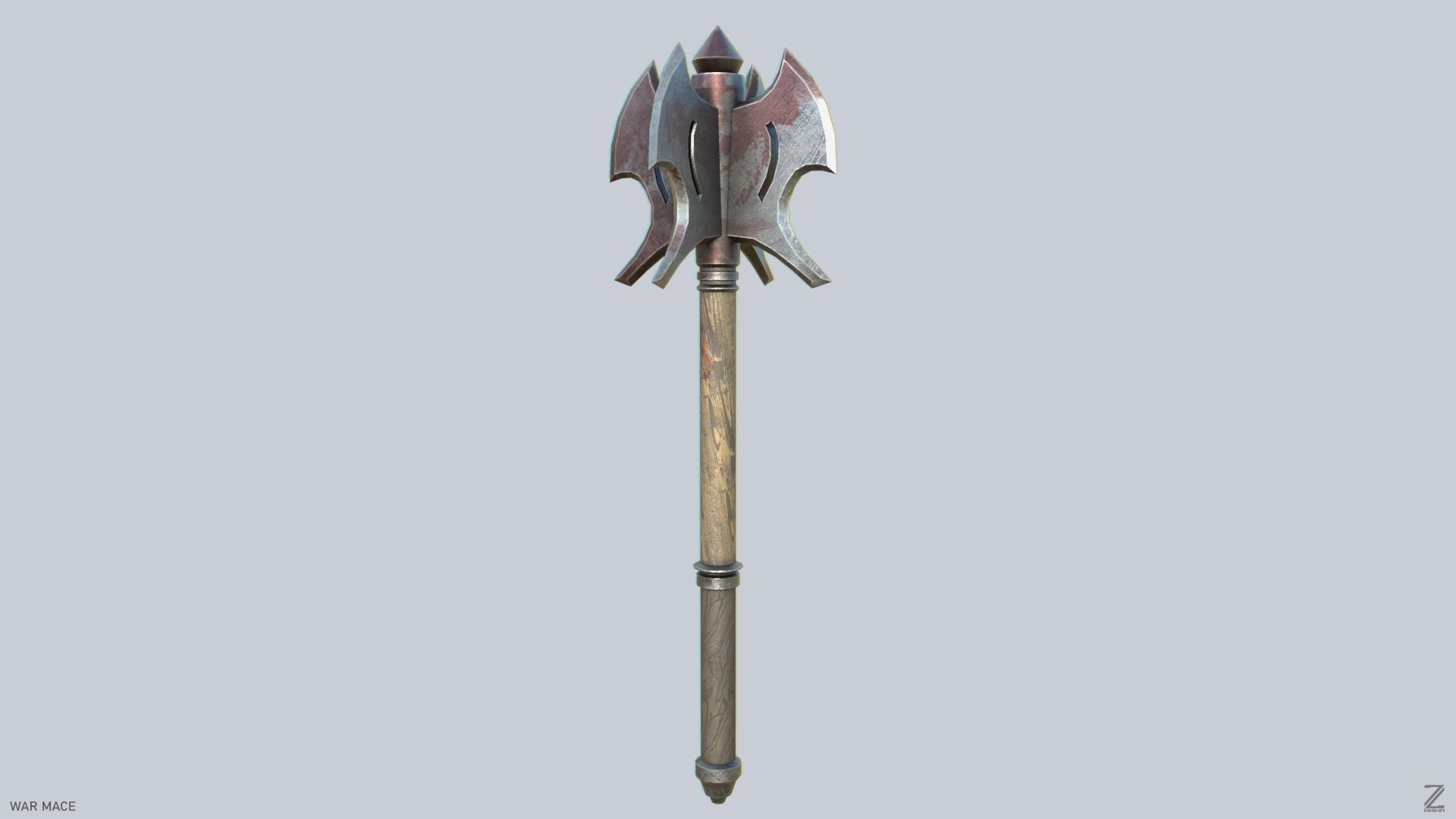 War mace Low-poly 3D model_4