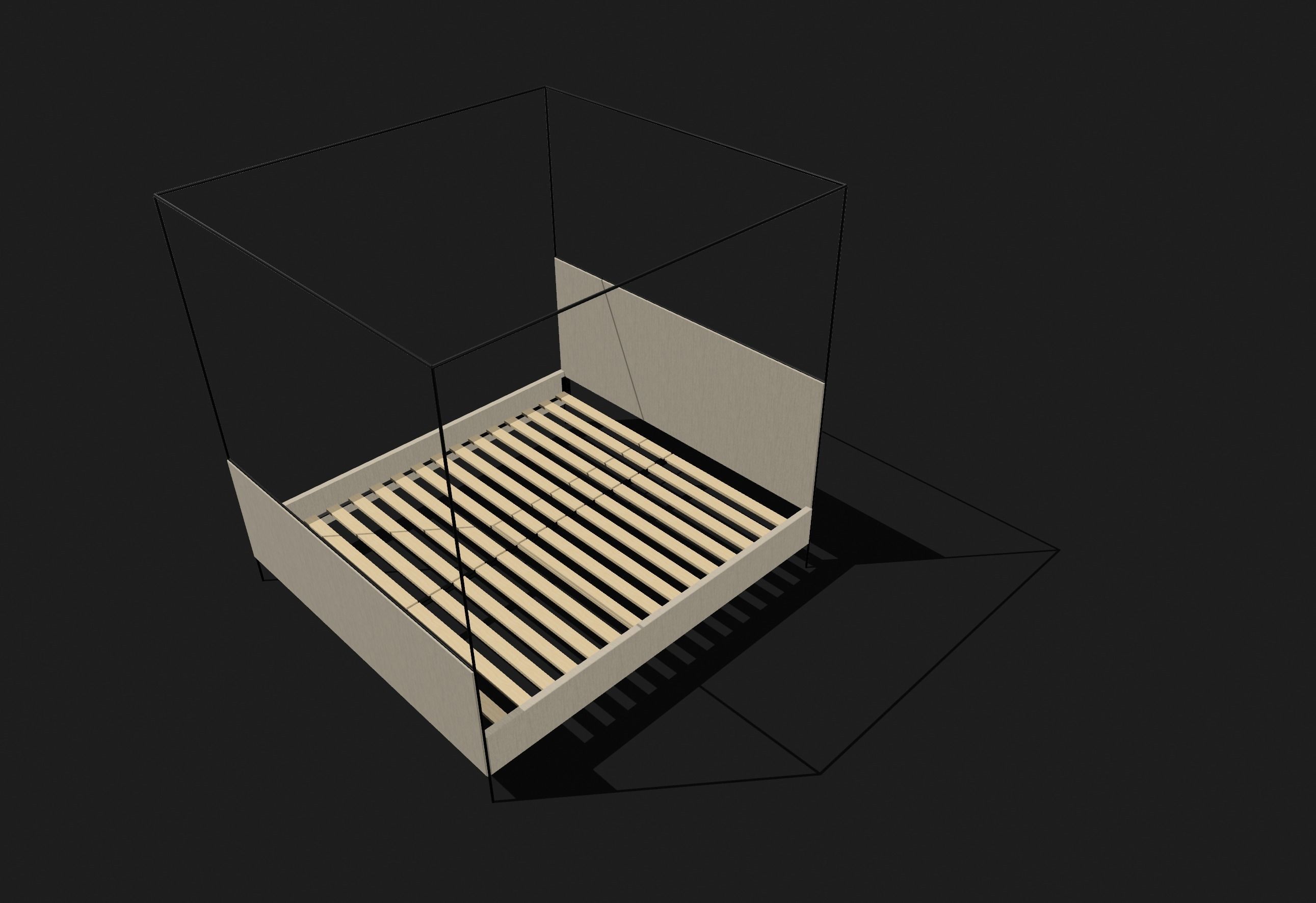 3D Model of Dahlia Upholstered Canopy King Bed 3D model_2