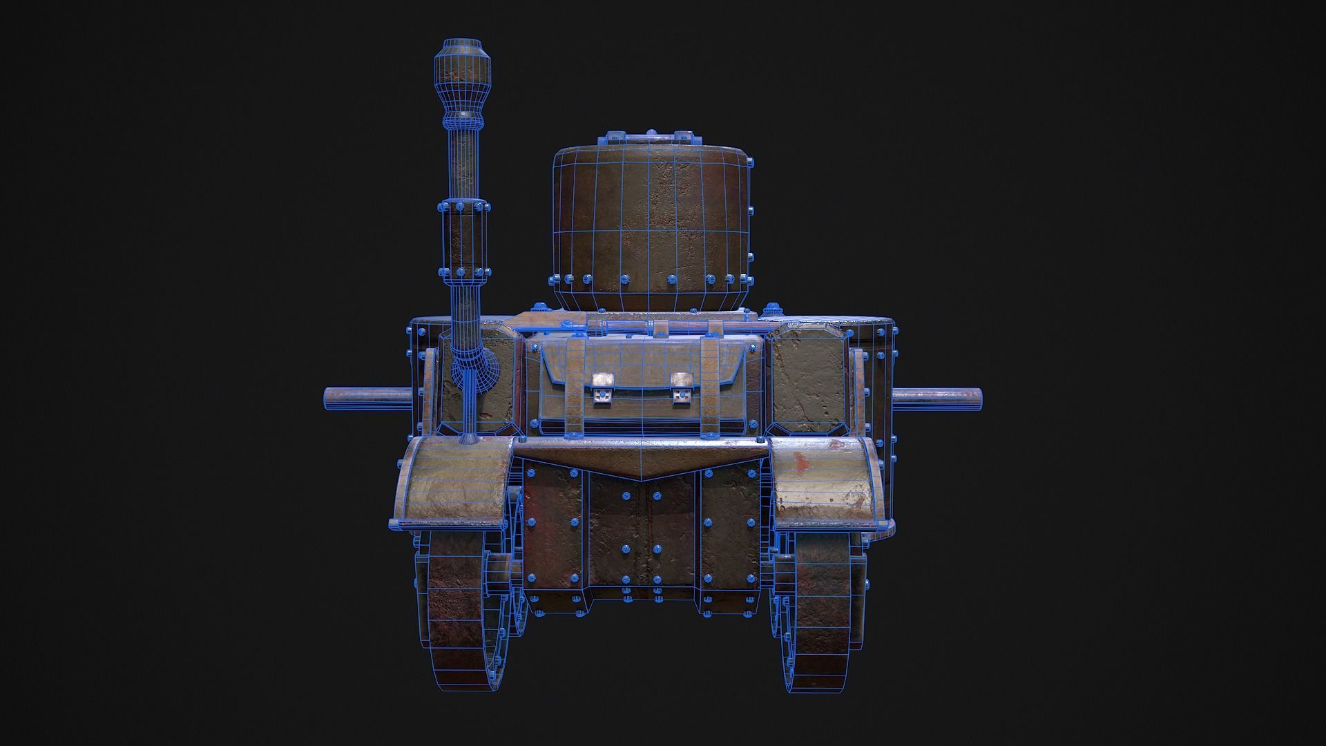 Steampunk Tank Low-poly 3D model_20
