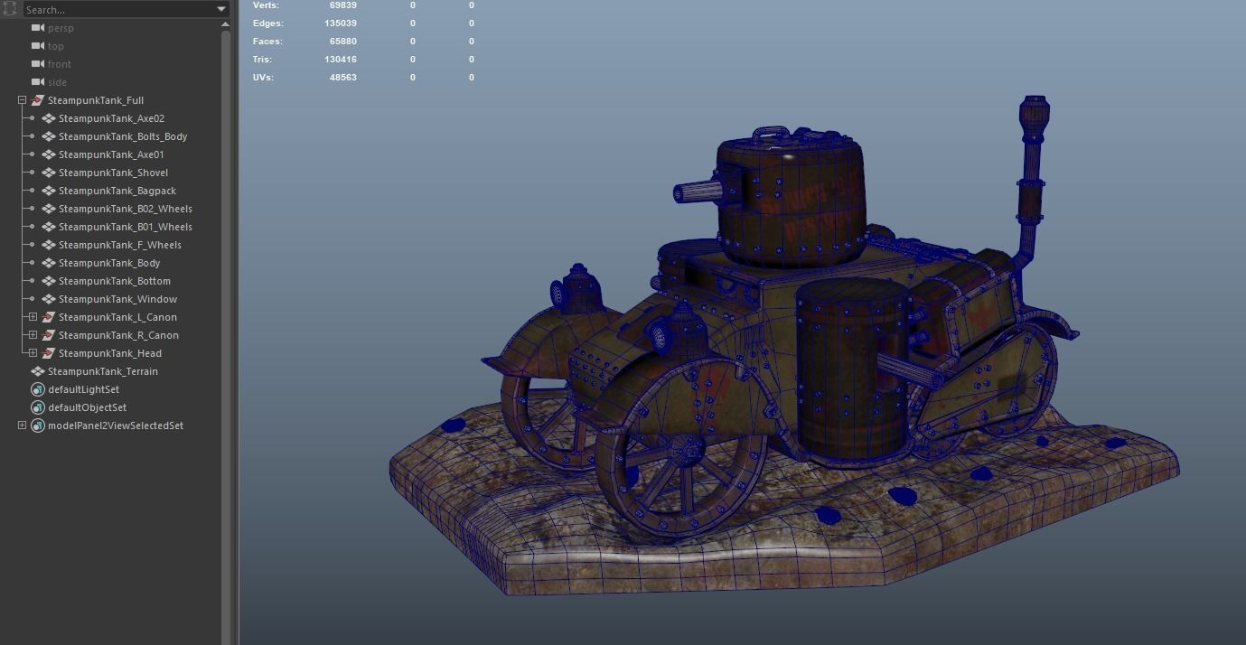 Steampunk Tank Low-poly 3D model_6