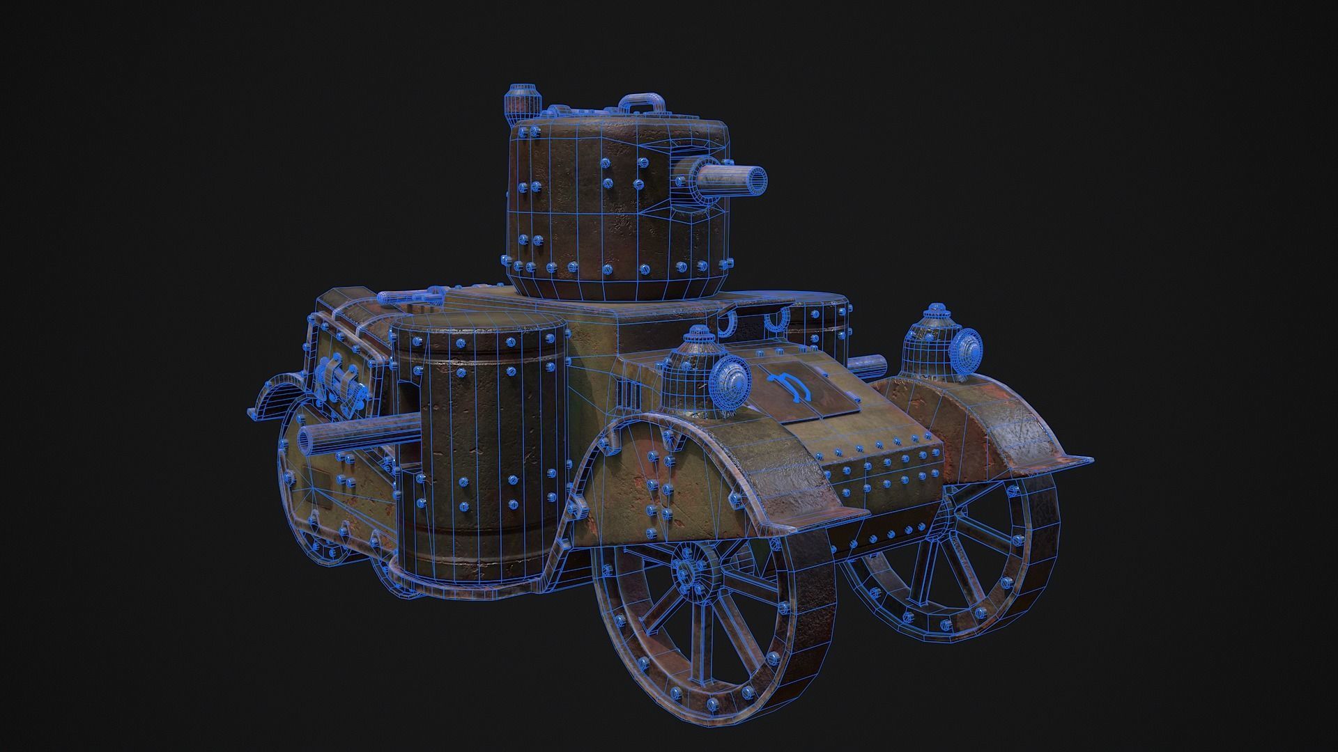 Steampunk Tank Low-poly 3D model_23