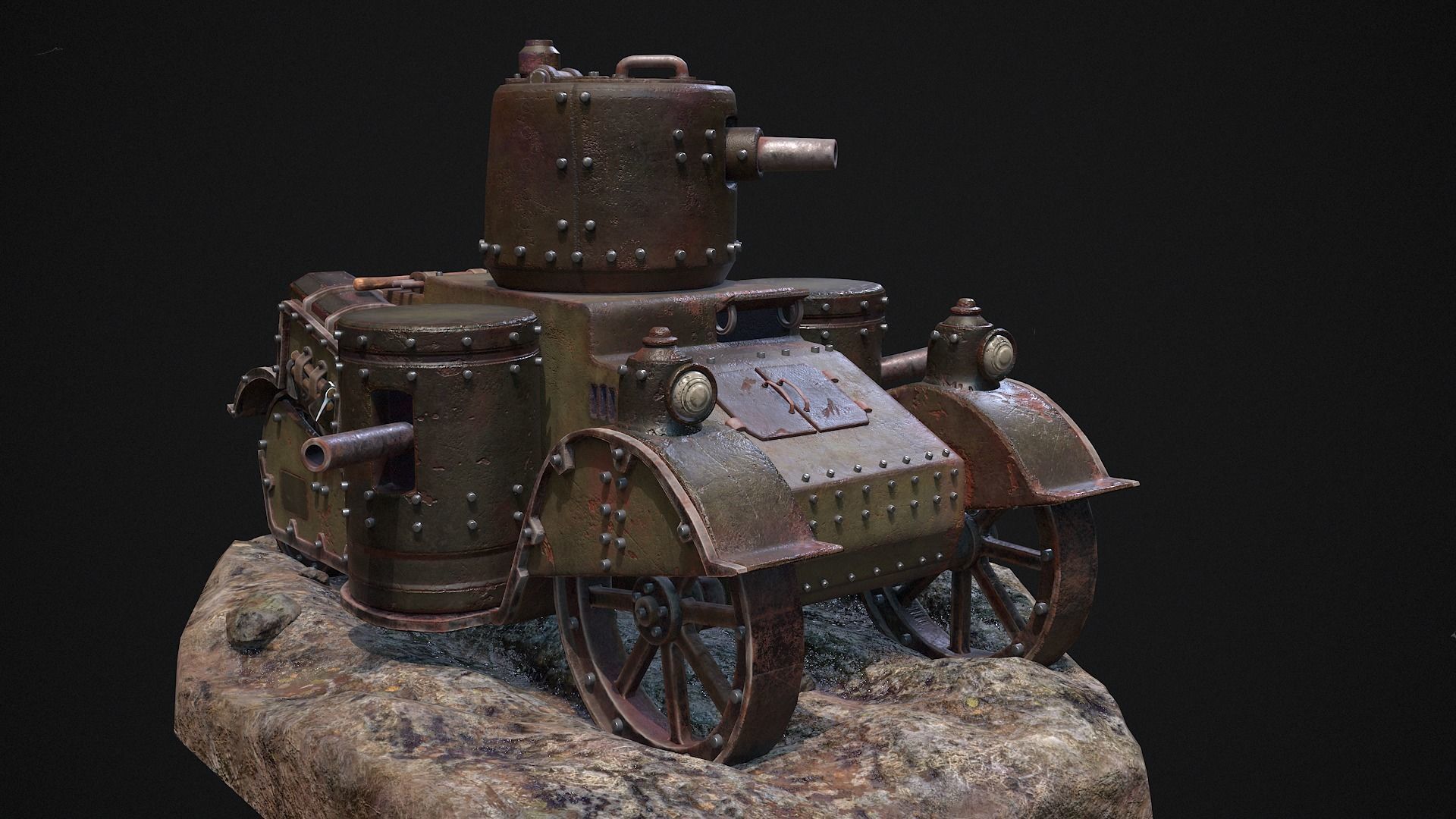 Steampunk Tank Low-poly 3D model_16
