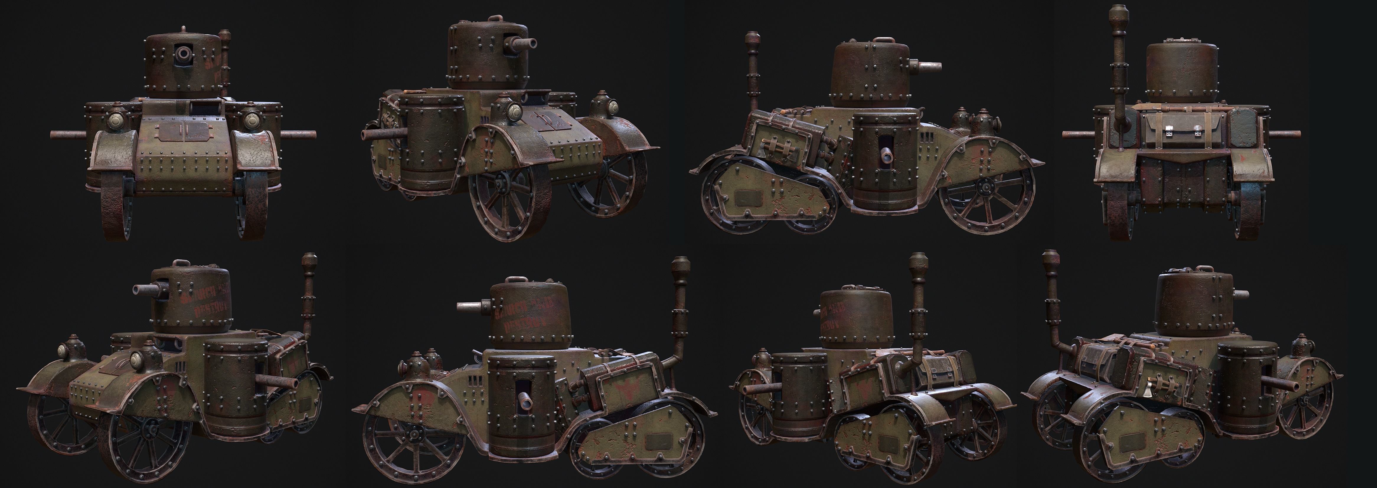 Steampunk Tank Low-poly 3D model_27