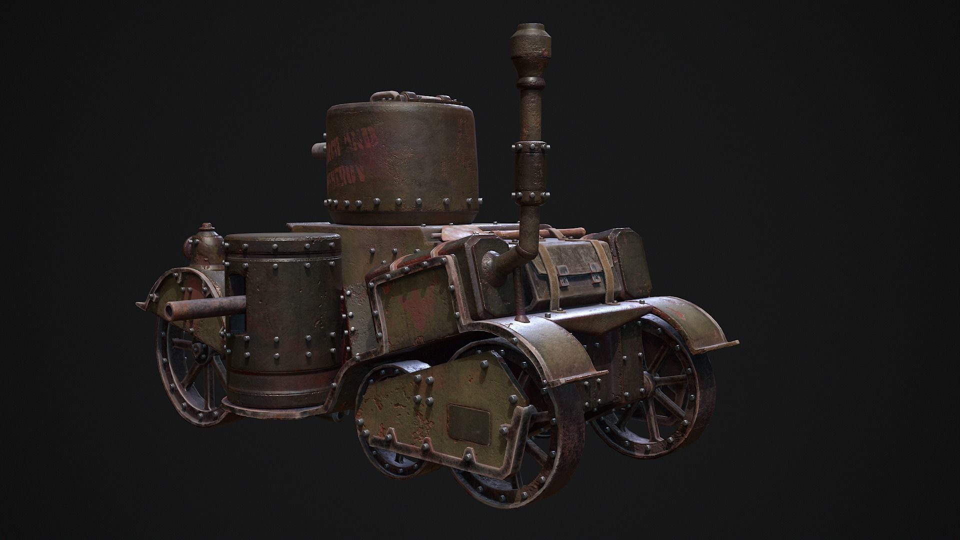 Steampunk Tank Low-poly 3D model_12