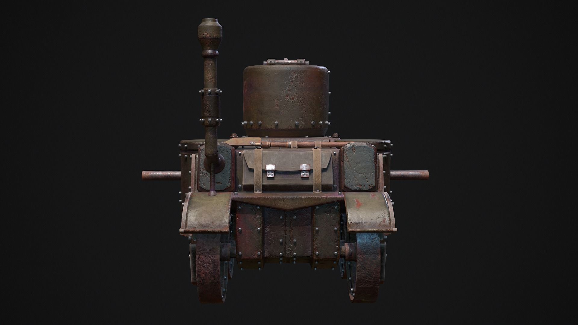 Steampunk Tank Low-poly 3D model_13
