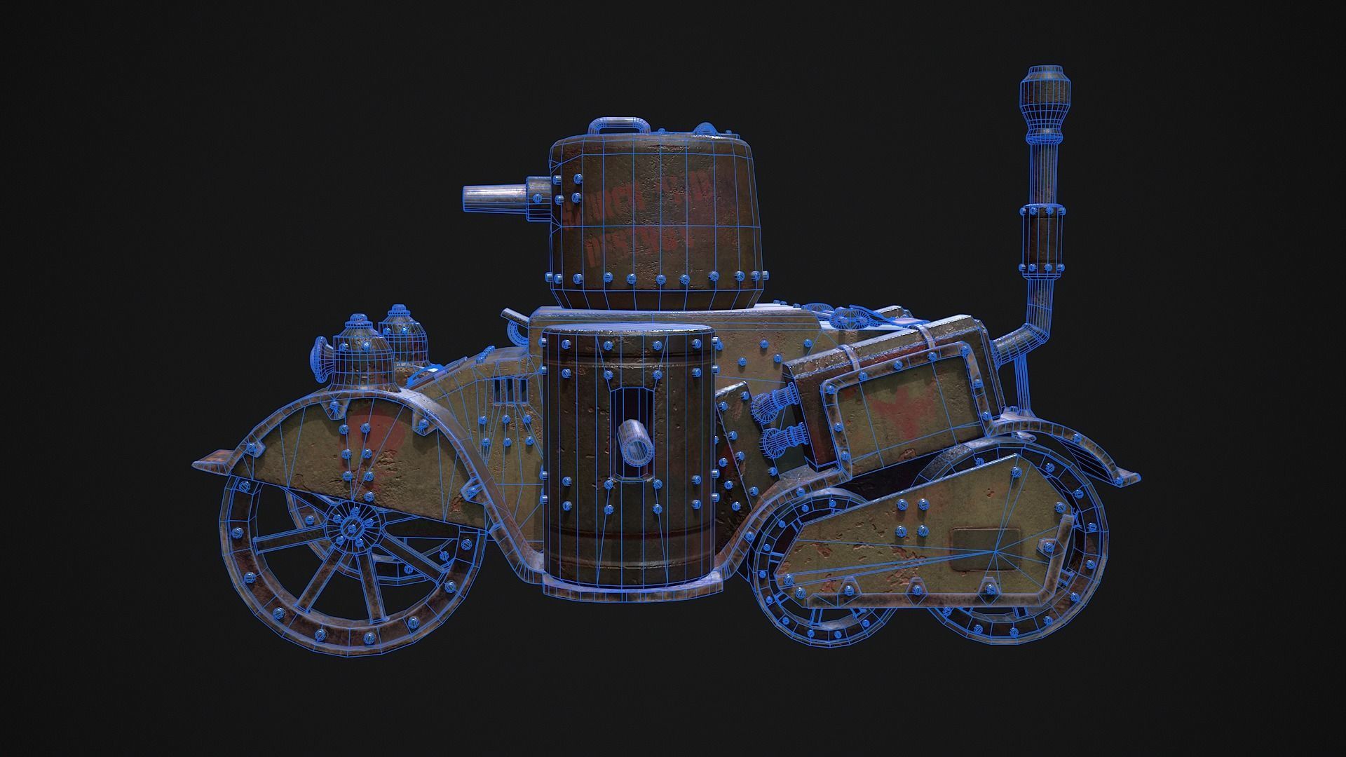 Steampunk Tank Low-poly 3D model_18