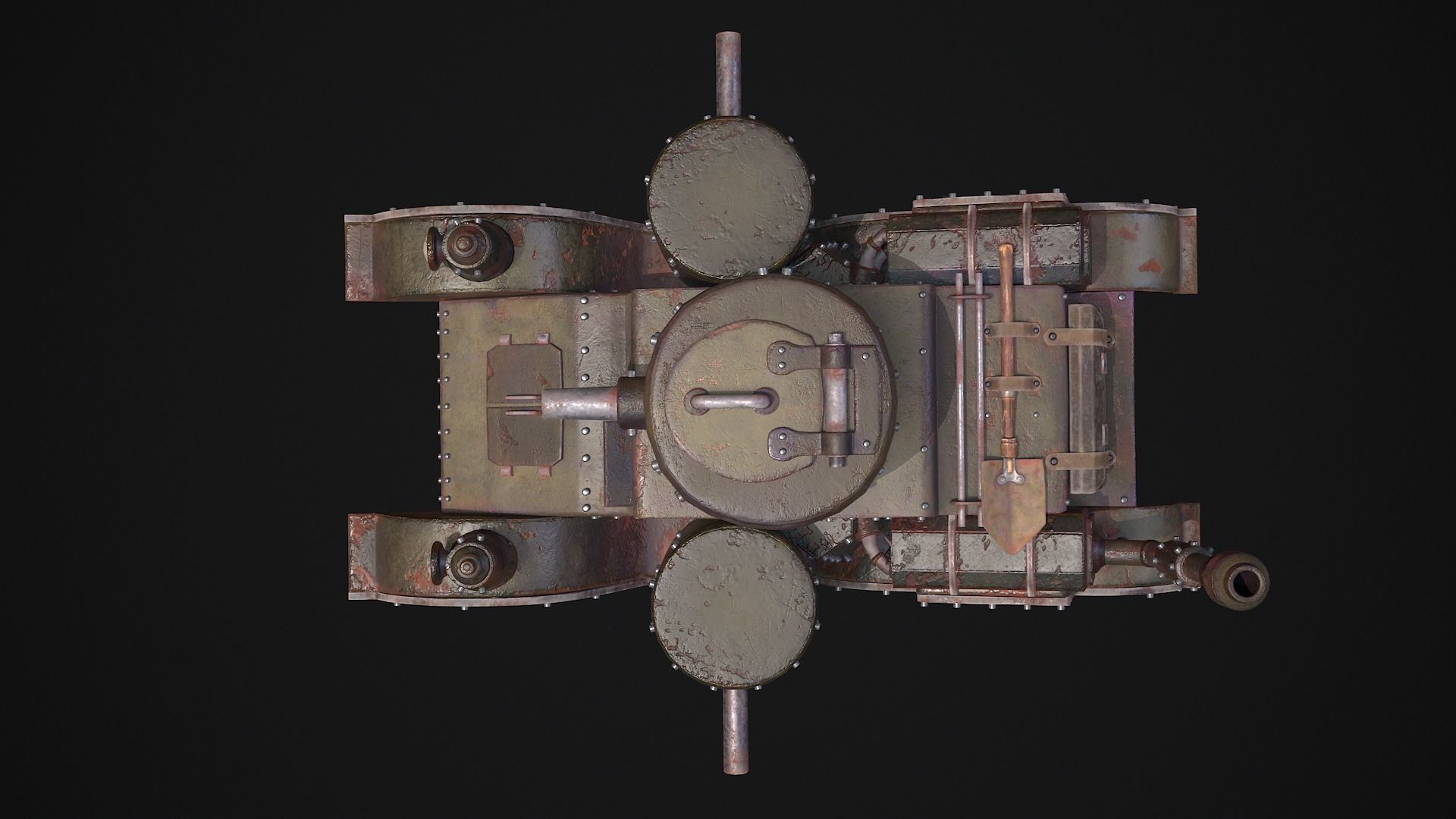 Steampunk Tank Low-poly 3D model_7