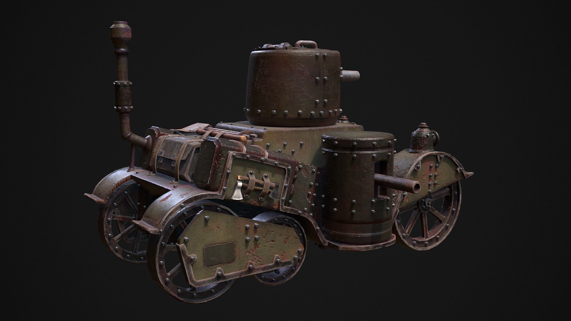 Steampunk Tank Low-poly 3D model_22