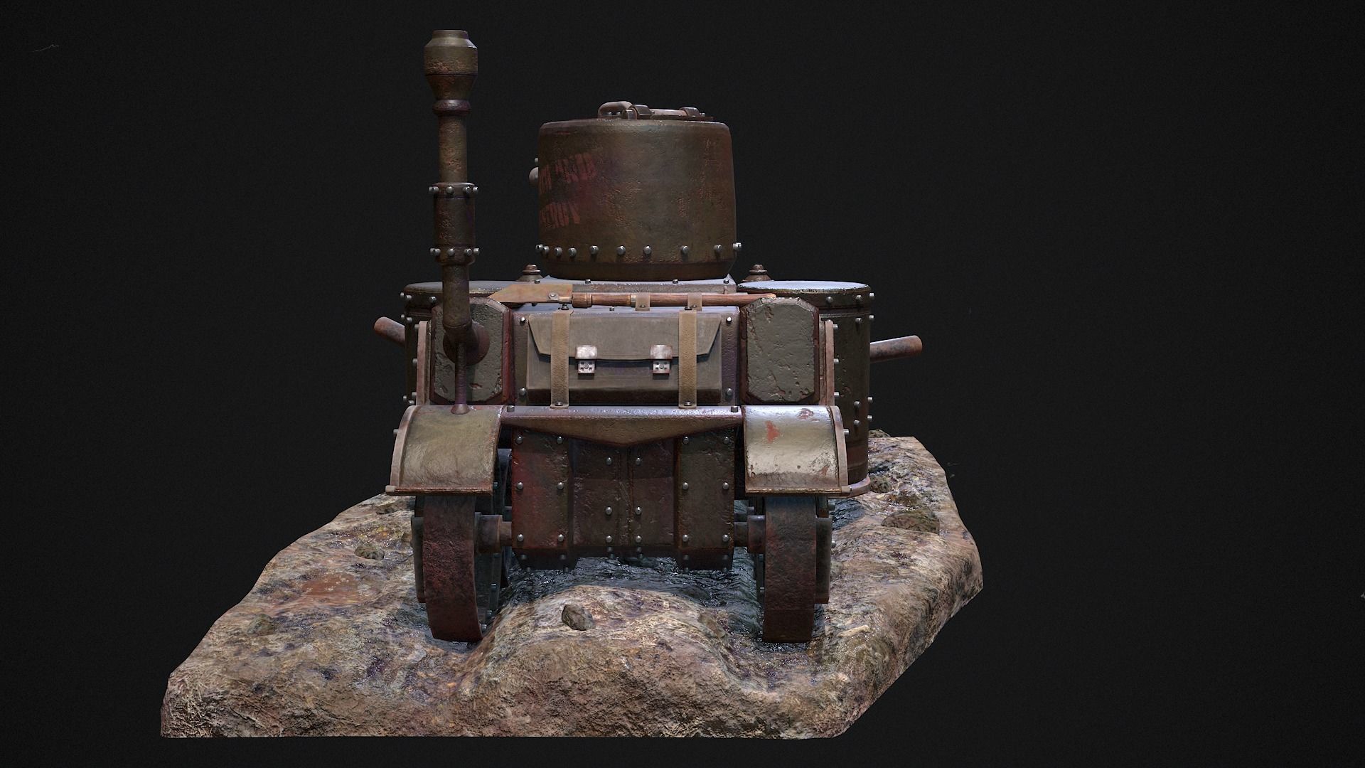 Steampunk Tank Low-poly 3D model_5