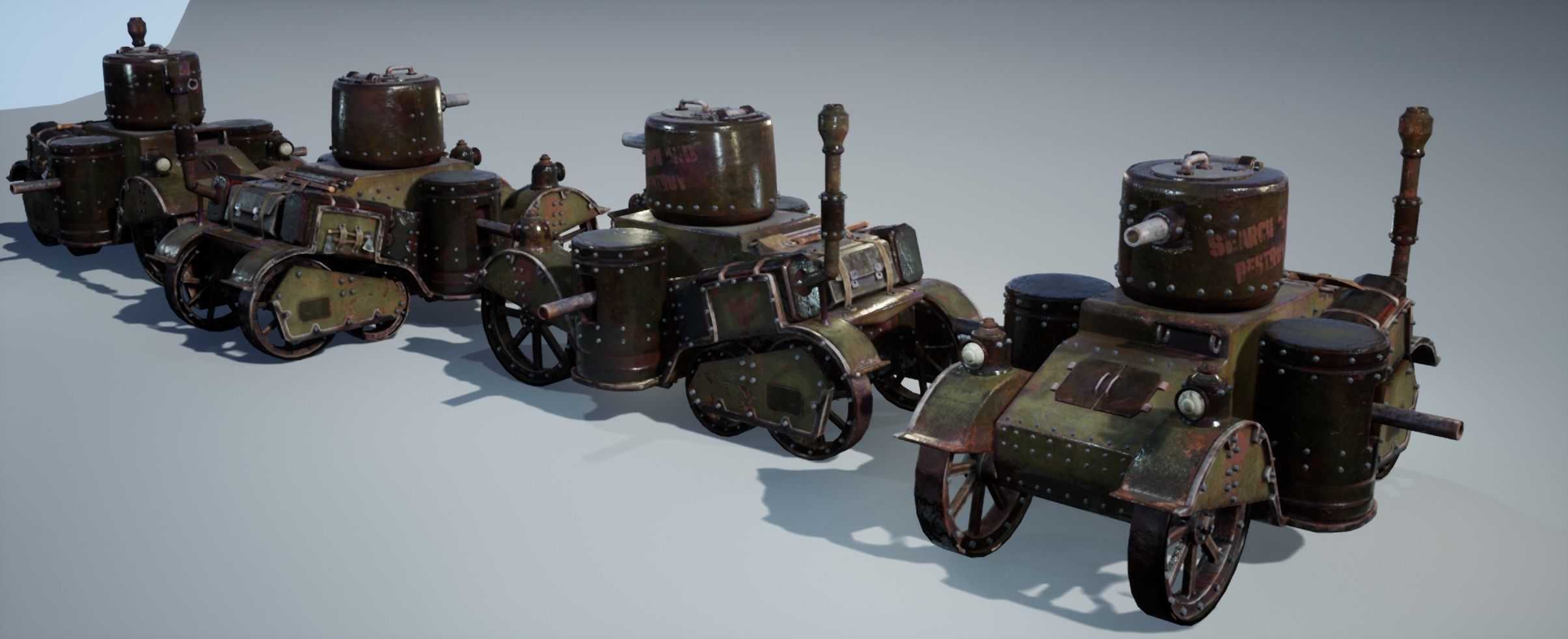 Steampunk Tank Low-poly 3D model_33
