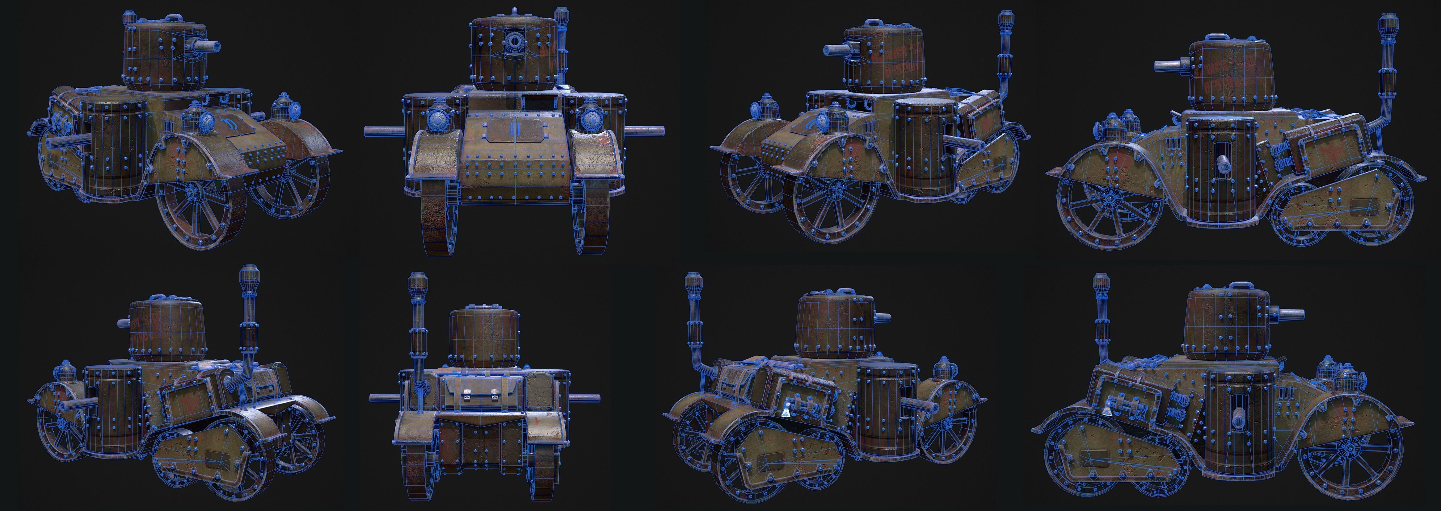Steampunk Tank Low-poly 3D model_29