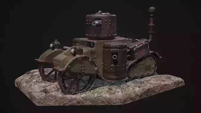 Steampunk Tank Low-poly 3D model