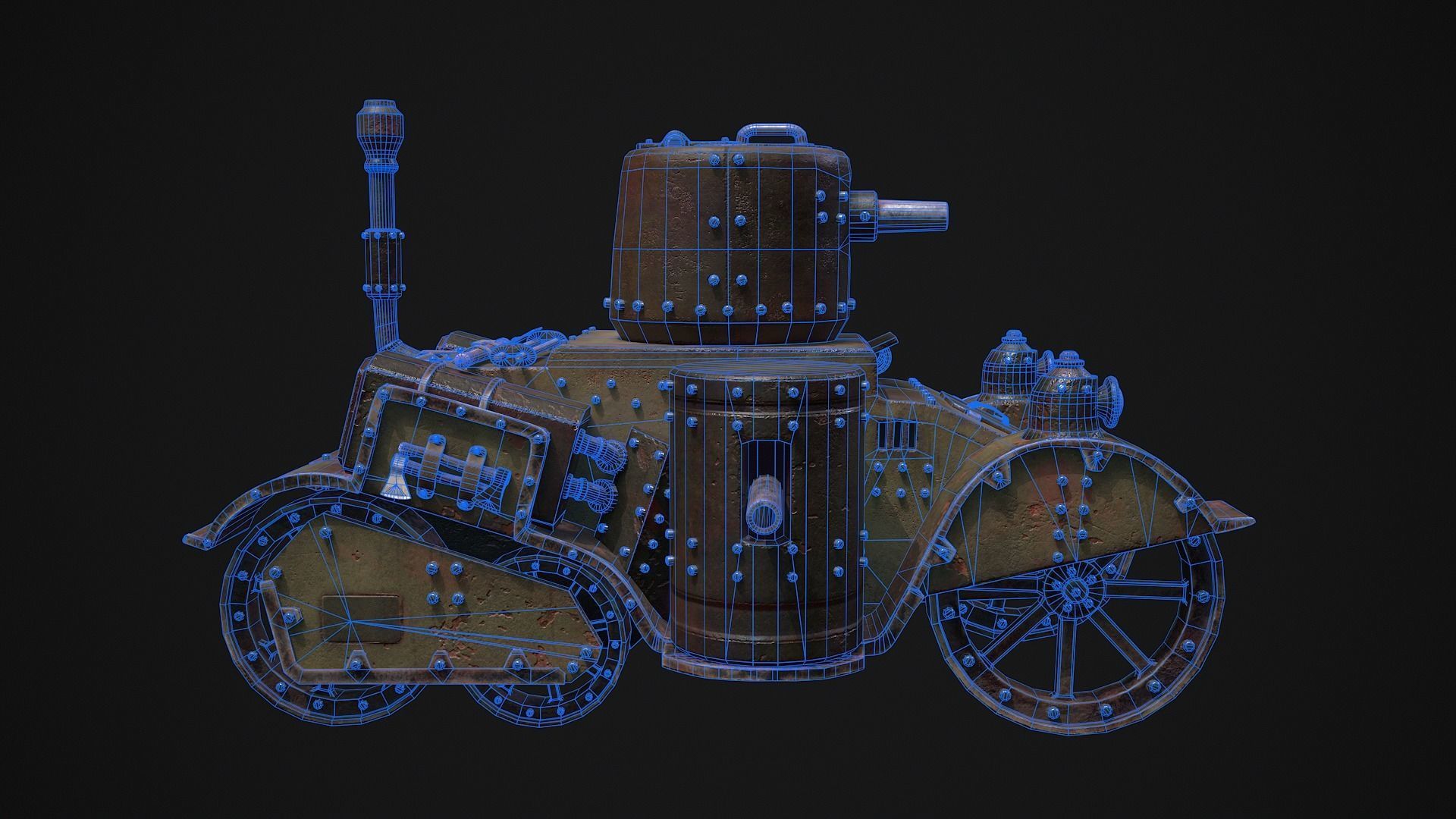 Steampunk Tank Low-poly 3D model_24