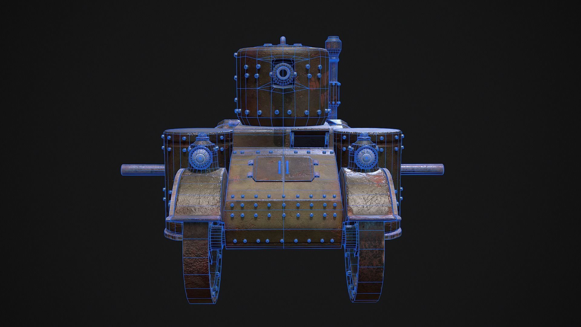 Steampunk Tank Low-poly 3D model_25