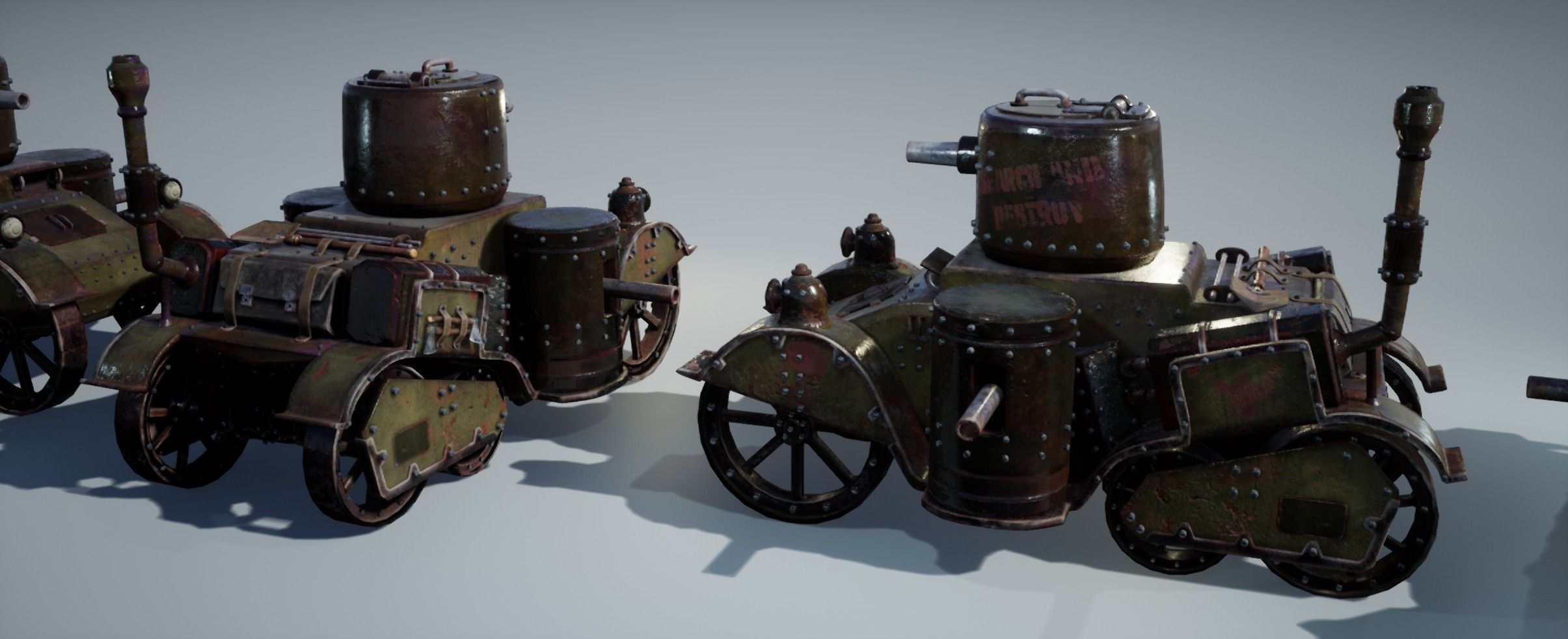 Steampunk Tank Low-poly 3D model_35