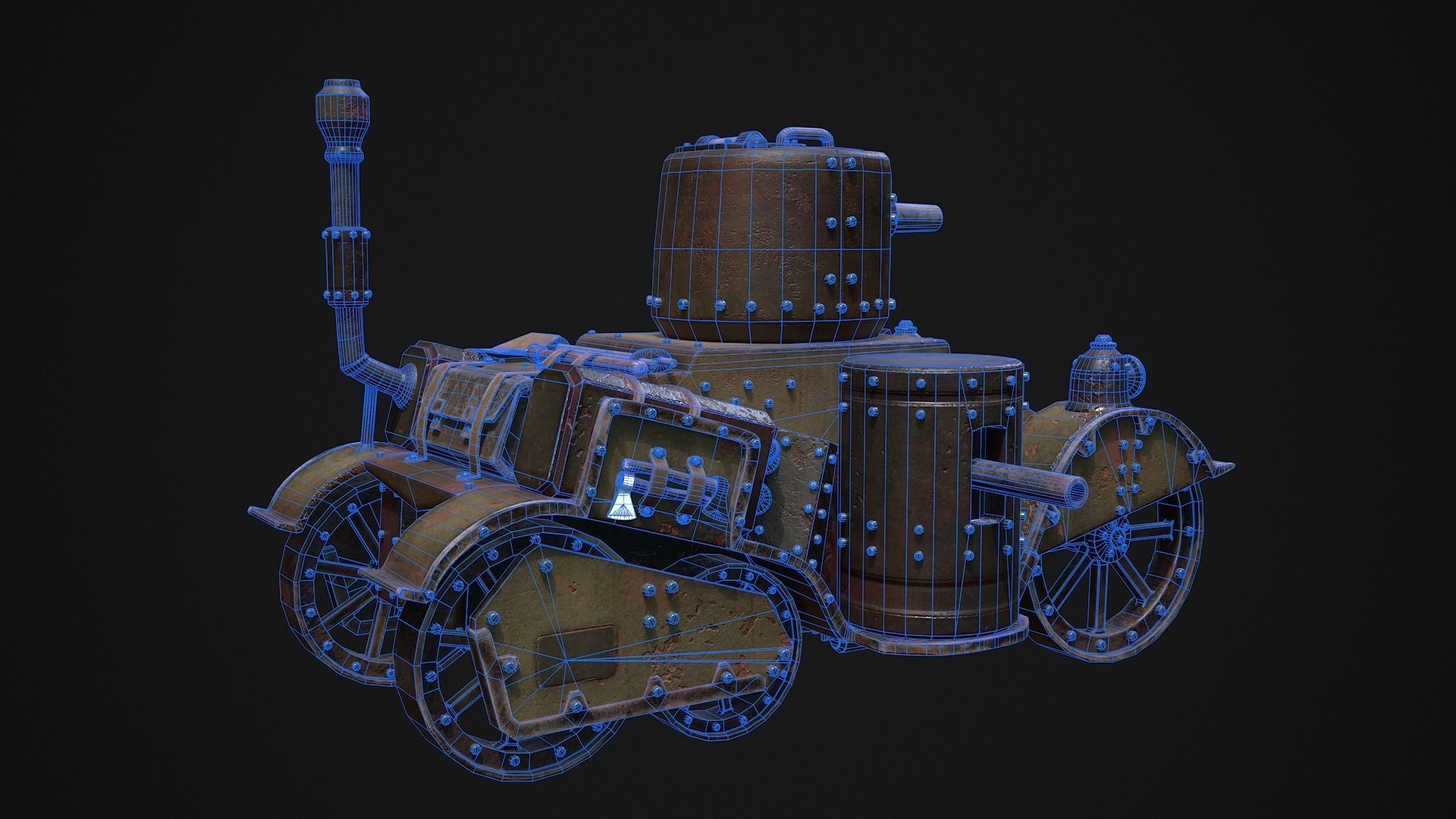 Steampunk Tank Low-poly 3D model_26
