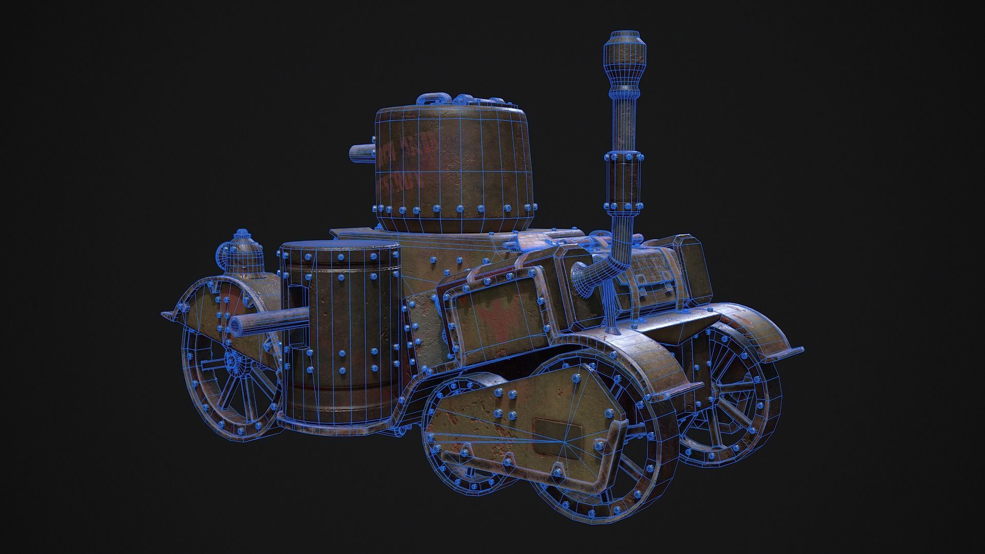 Steampunk Tank Low-poly 3D model_21