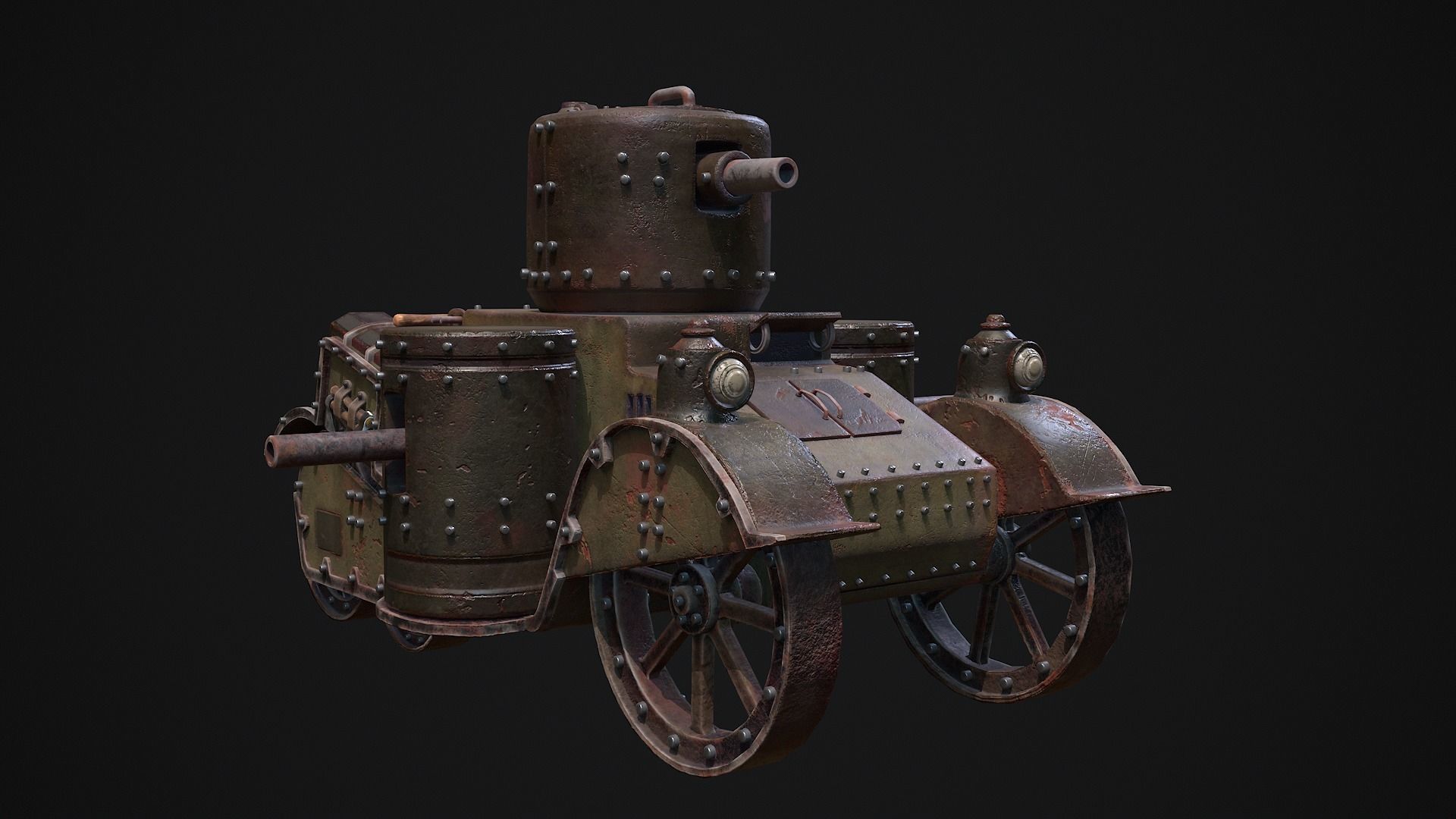 Steampunk Tank Low-poly 3D model_14