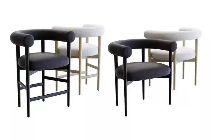 Crate Barrel Mazz Counter Stool and Dinning Chair 3D Model Collection