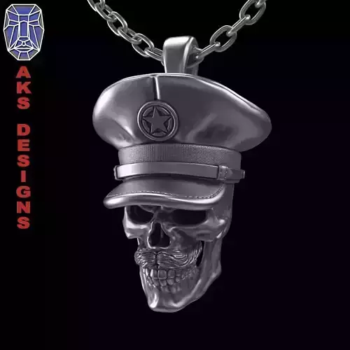 skull Pendant jewelry Army captain soldier  v1  3D print model