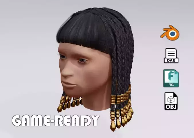 Cleopatra hair  3d Model - Female braided hair