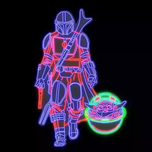 Neon sign Star Wars Low-poly 3D model