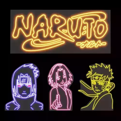 Neon sign Naruto Low-poly 3D model